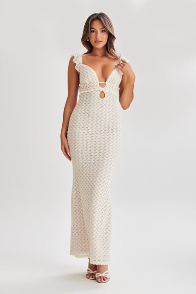 Ezra Lace Maxi Dress - Ivory - MESHKI UK