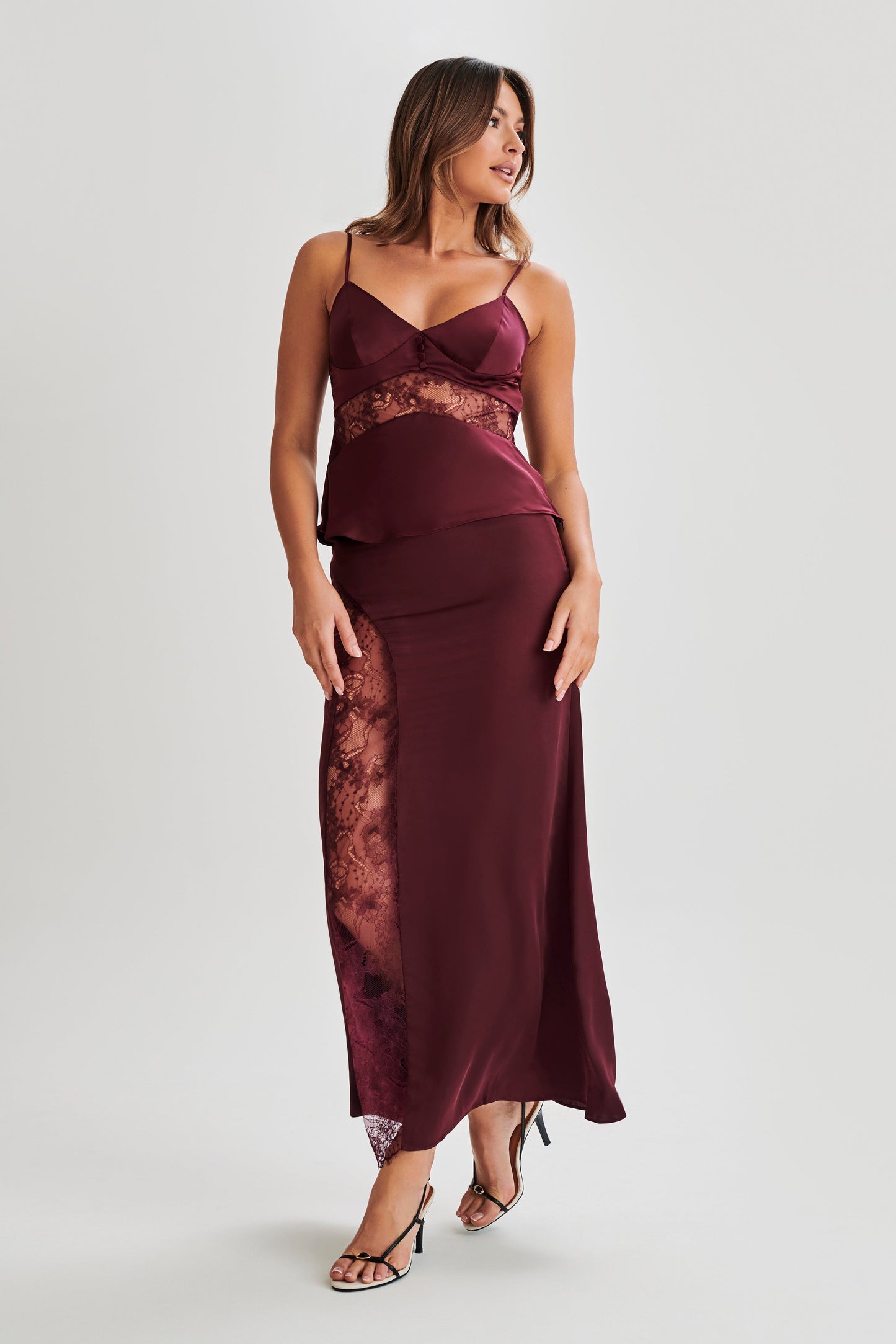 Luella Satin Lace Cami Top - Plum