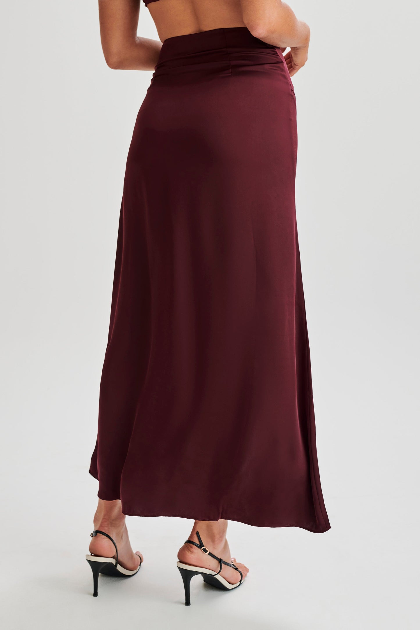 Luella Satin Lace Maxi Skirt - Plum