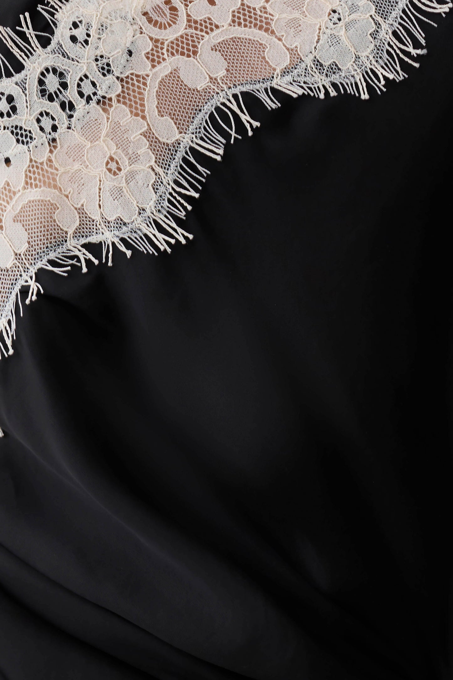 Amber Satin And Lace Mini Dress - Black/Ivory