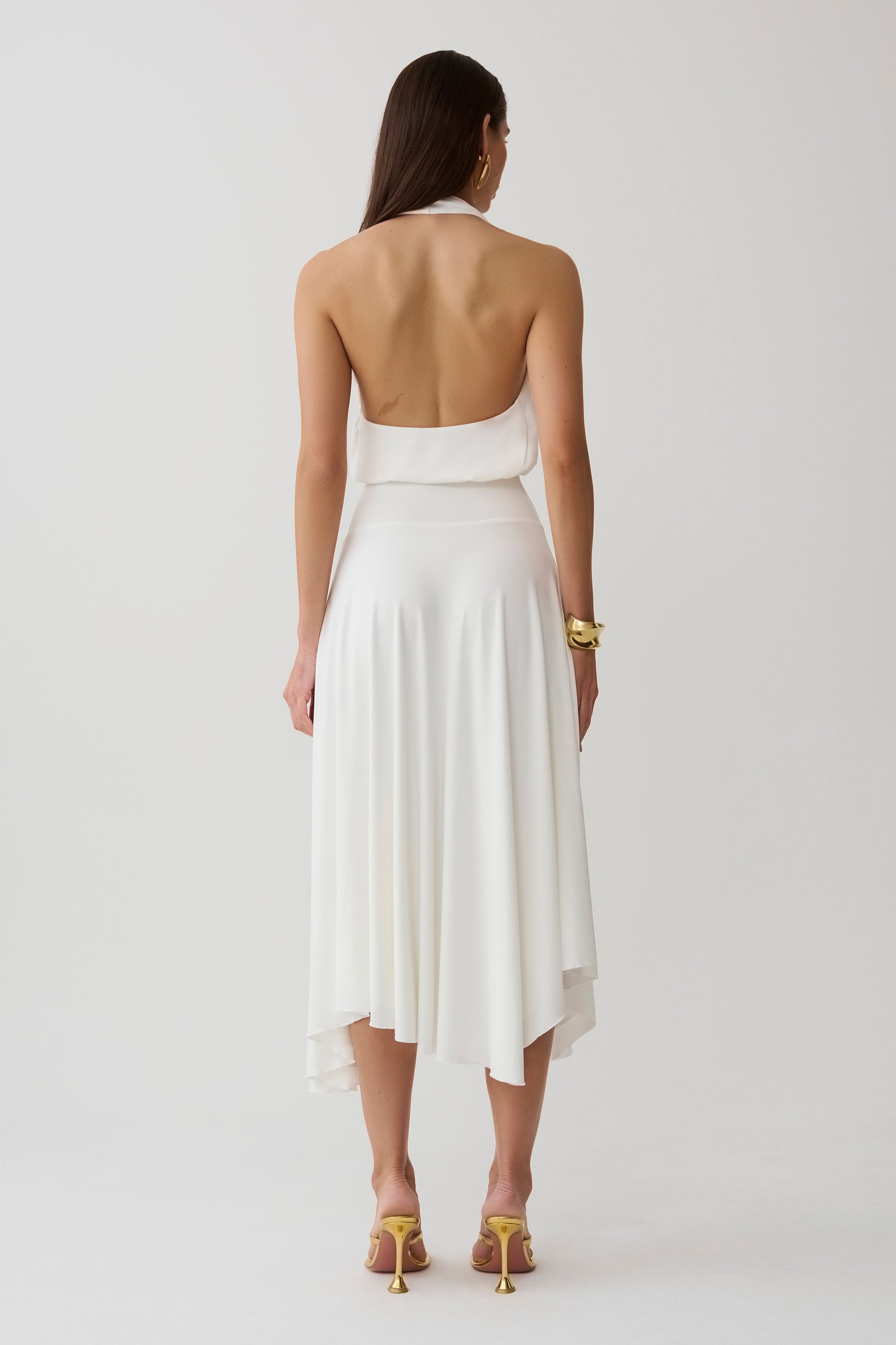 Krish Hankie Halter Midi Dress - White #2