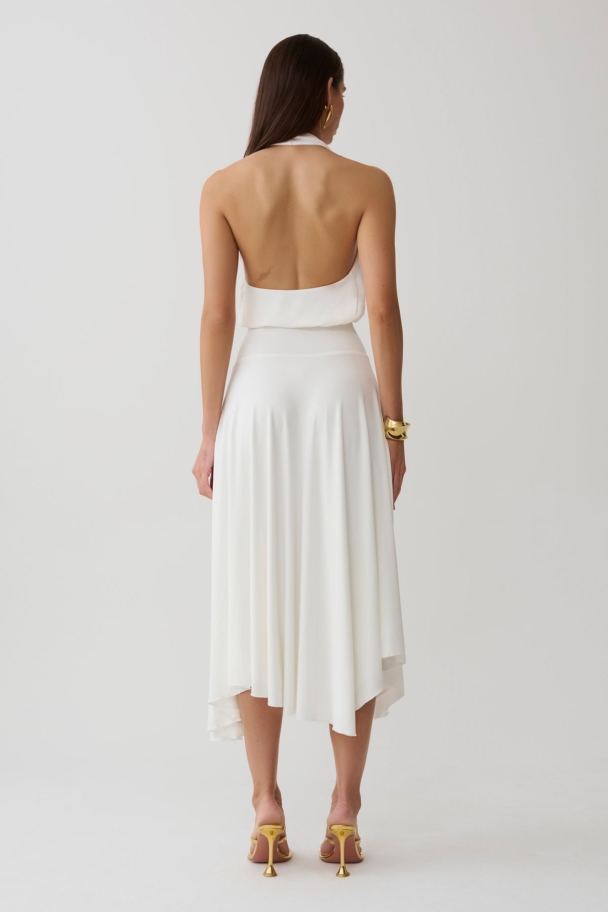 Krish Hankie Halter Midi Dress - White #2