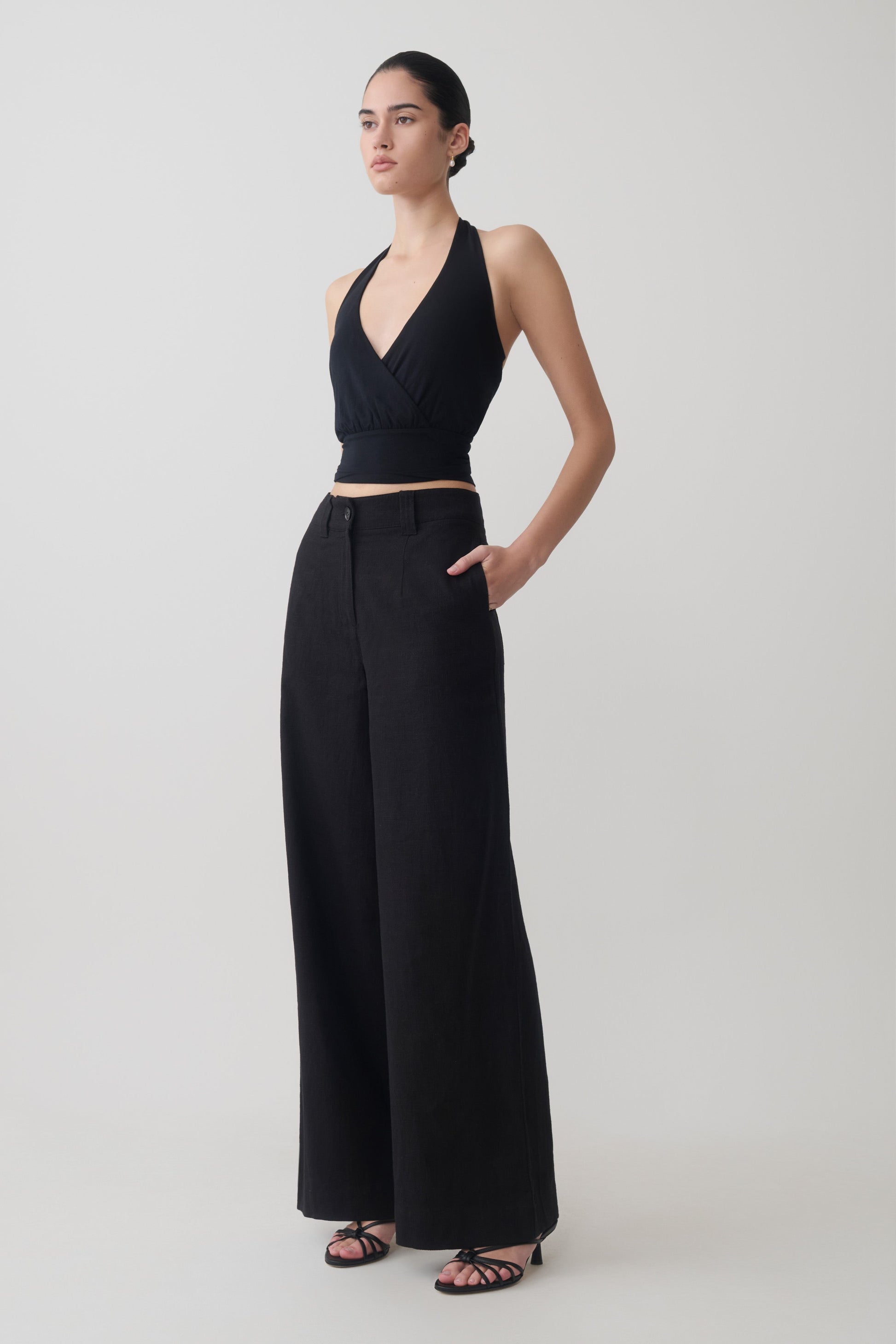 Jina Draped Halter Top - Black #4