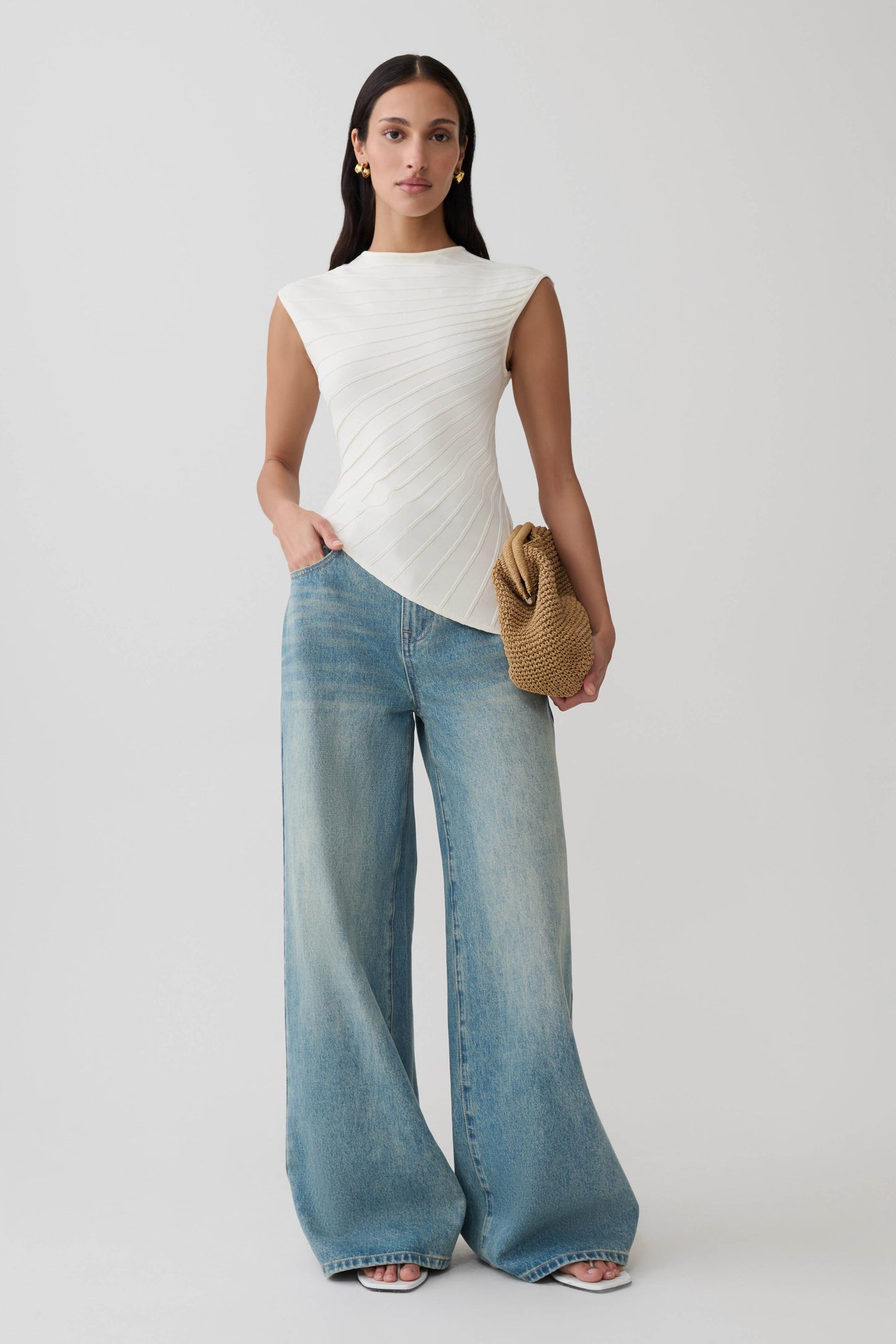 Marylee Knit Ribbed Sleeveless Top - Ivory
