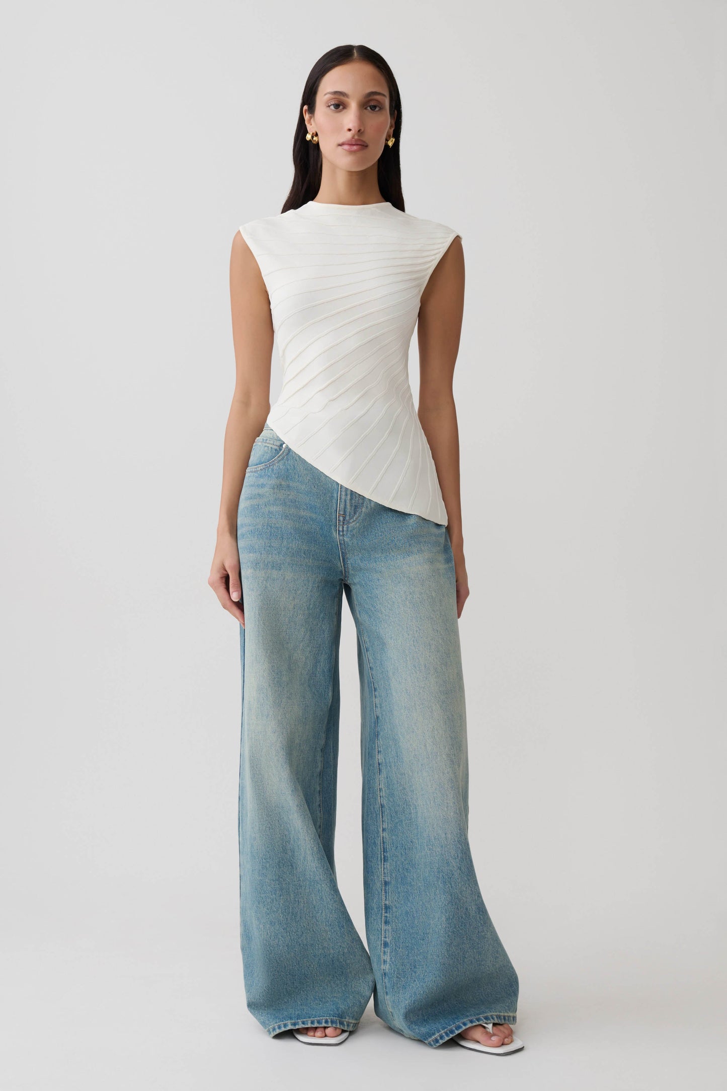 Marylee Knit Ribbed Sleeveless Top - Ivory