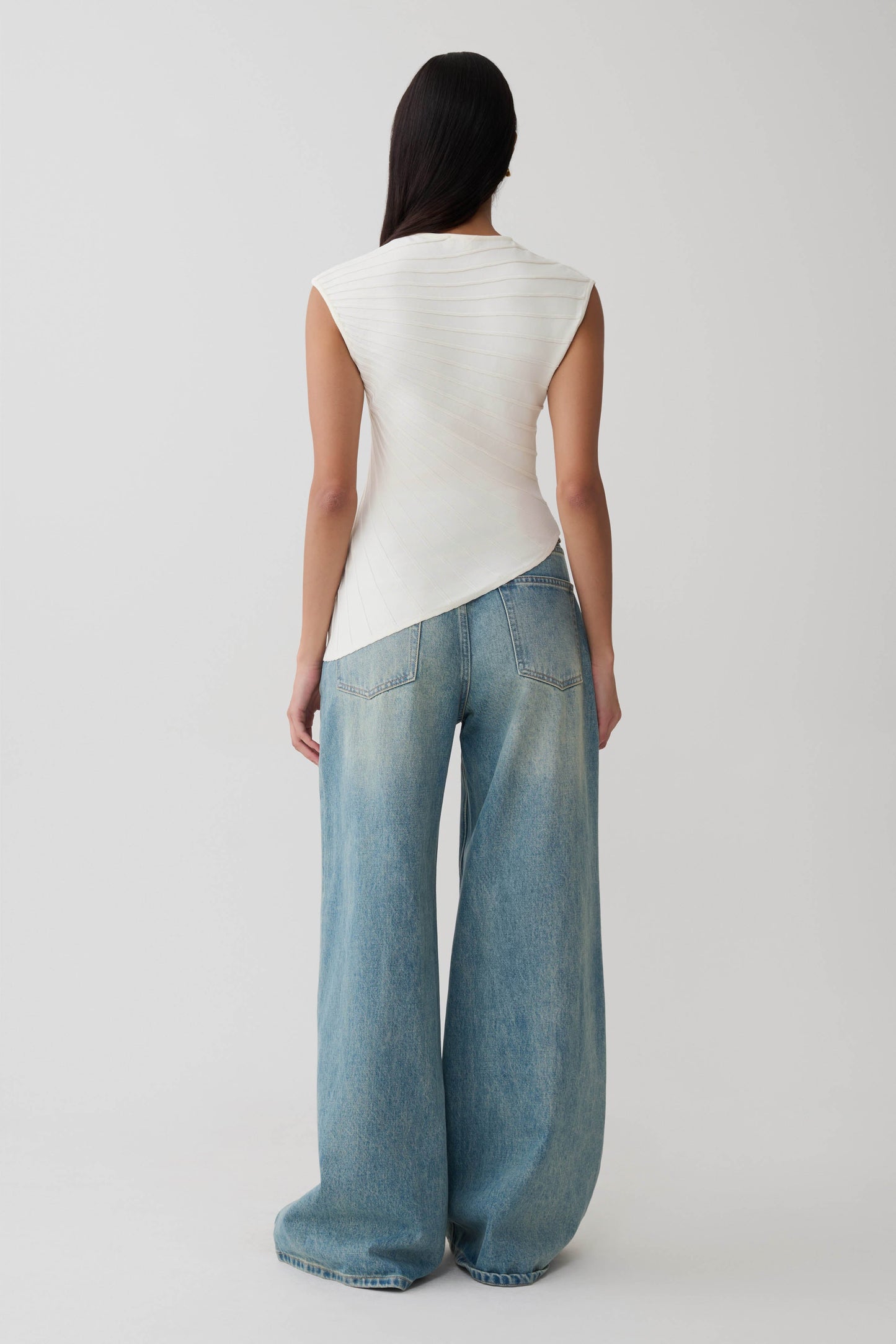 Marylee Knit Ribbed Sleeveless Top - Ivory