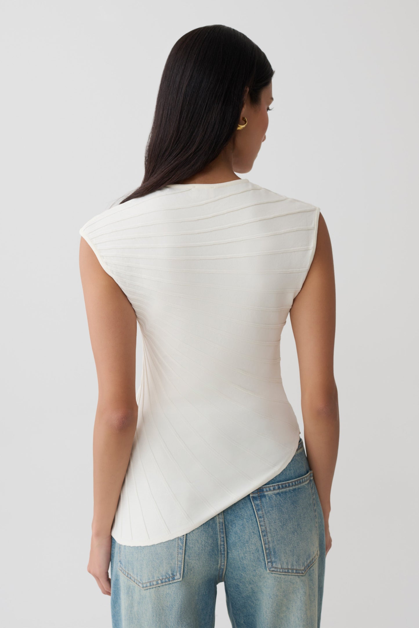 Marylee Knit Ribbed Sleeveless Top - Ivory