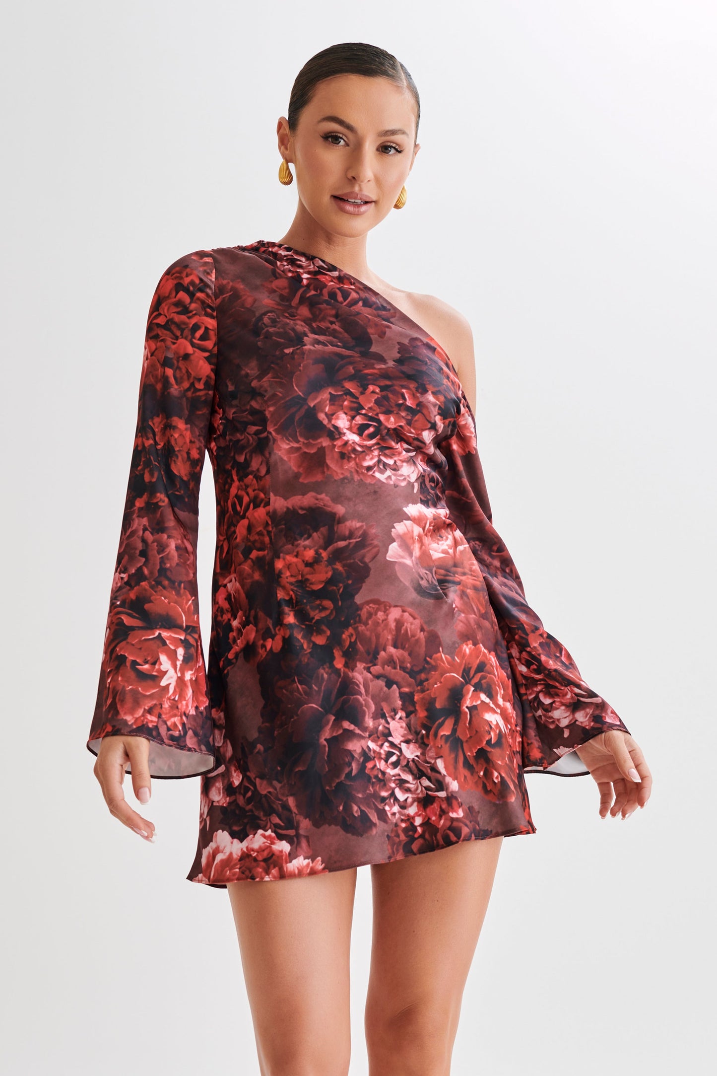 Nikita Long Sleeve Mini Dress - Peony Print