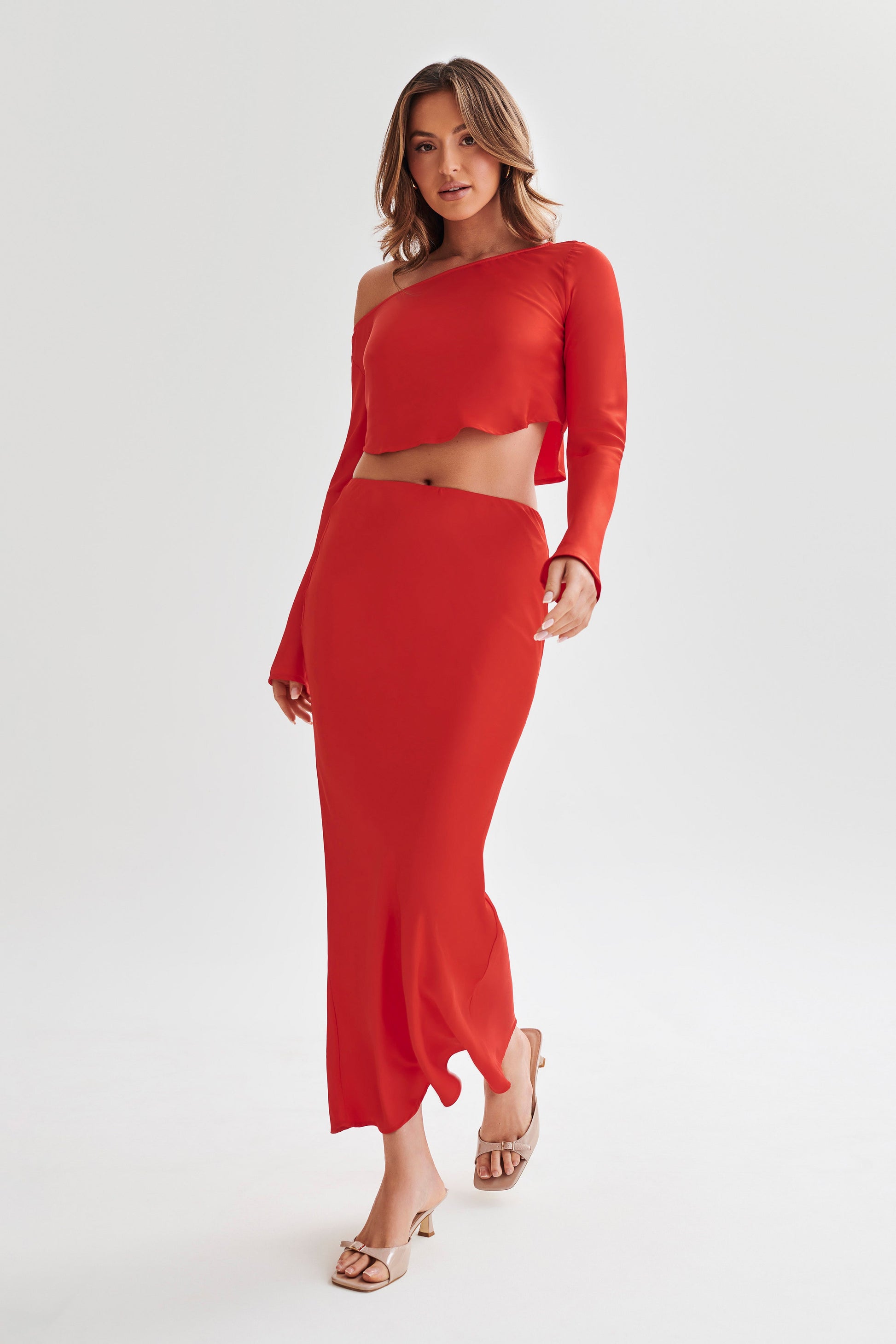 Violeta Satin Maxi Skirt - Red #5