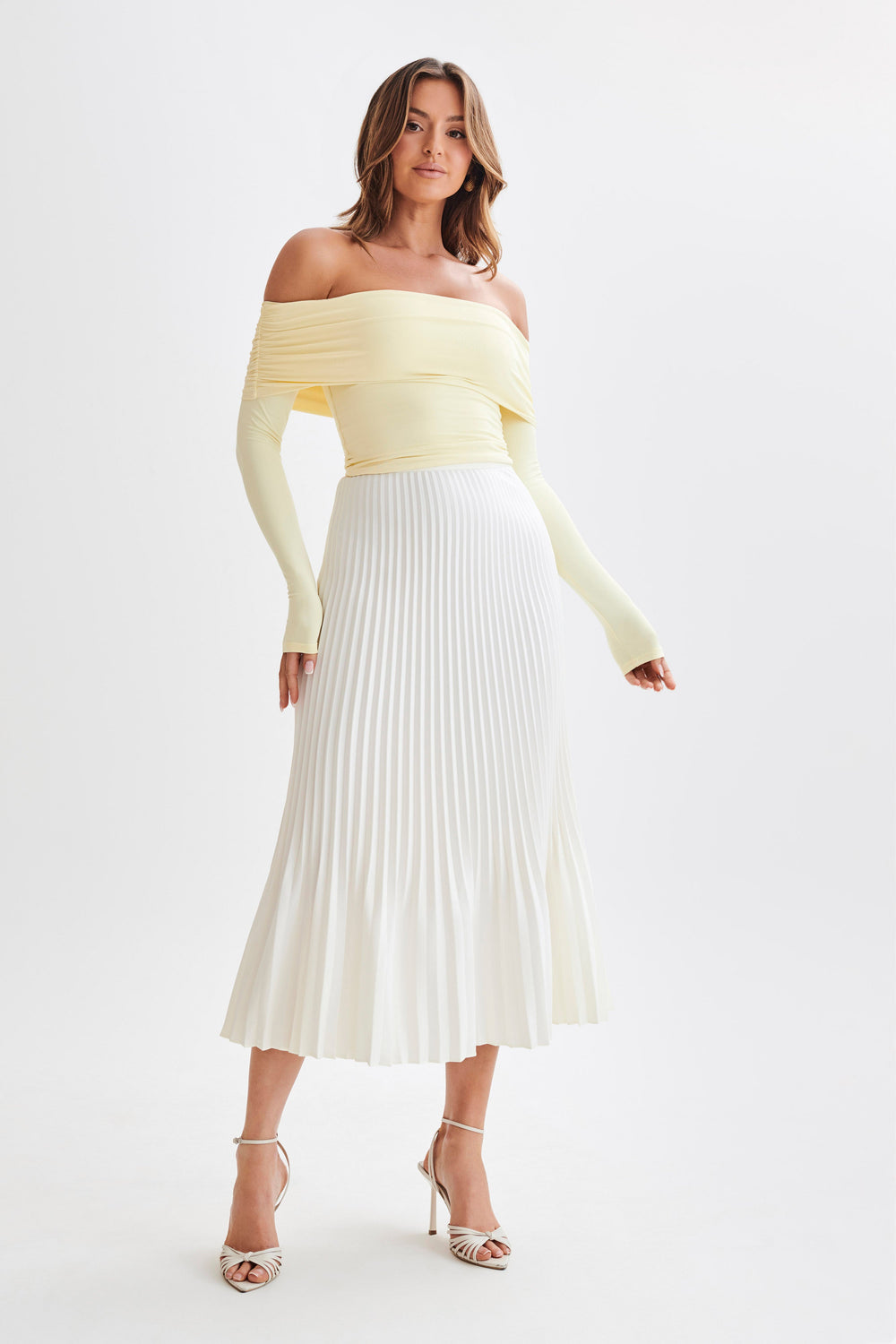 Lucinda Recycled Nylon Off Shoulder Top - Lemon