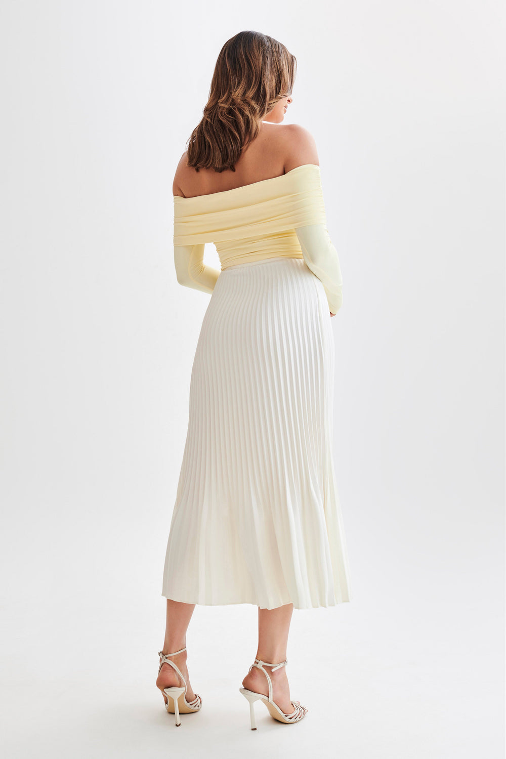 Lucinda Recycled Nylon Off Shoulder Top - Lemon