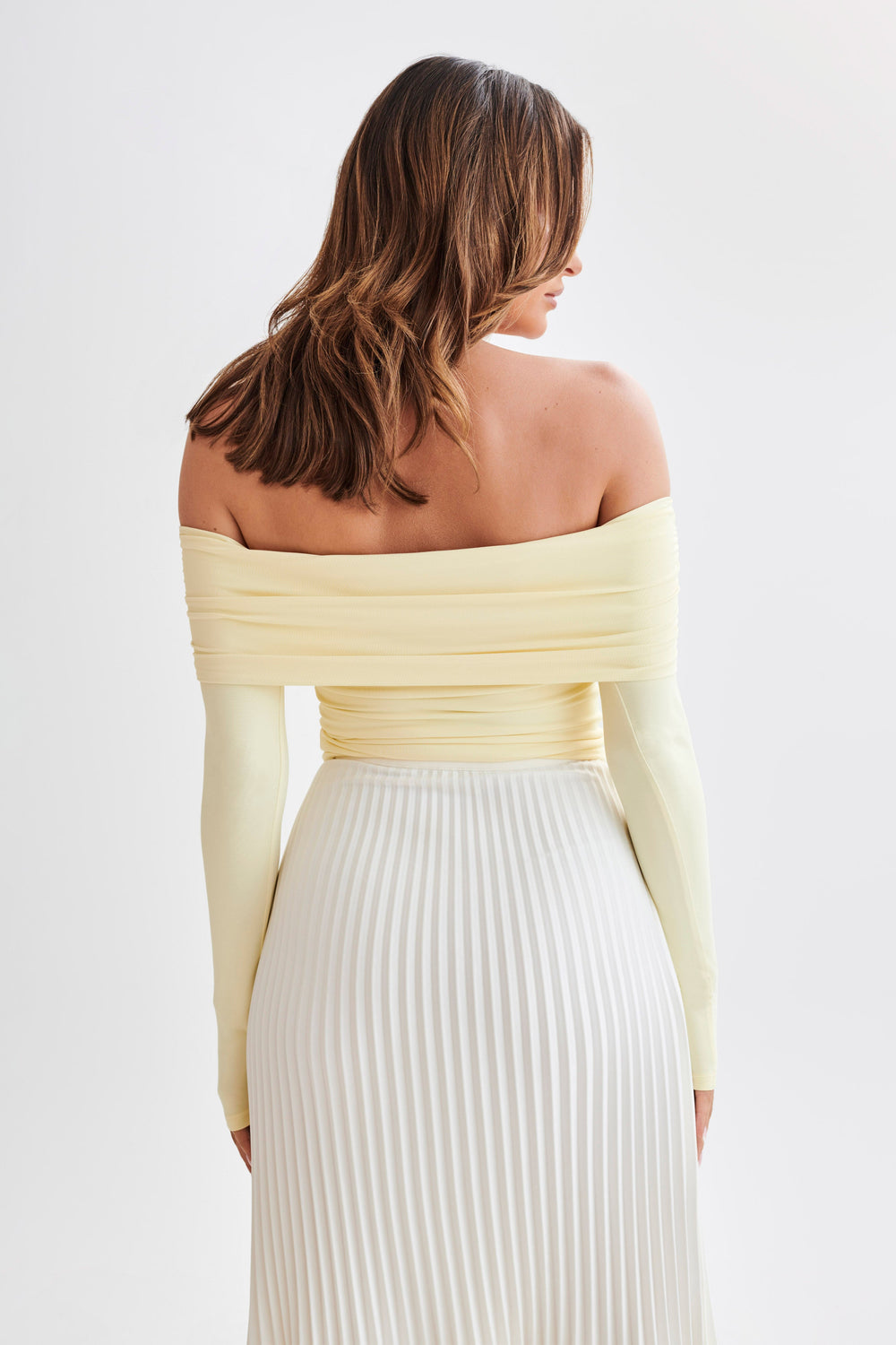 Lucinda Recycled Nylon Off Shoulder Top - Lemon