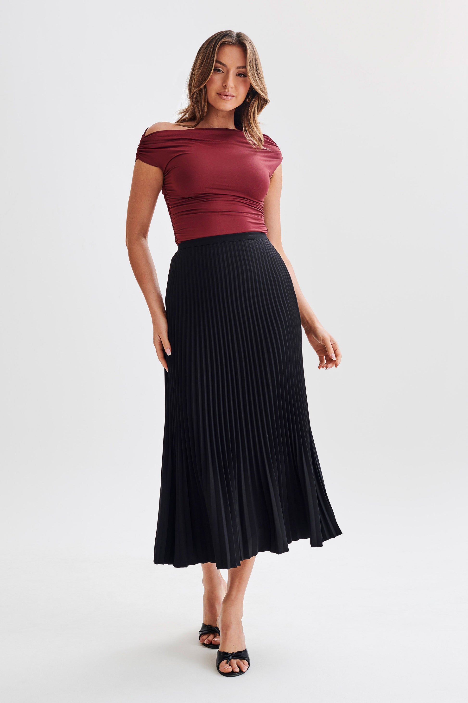 Alayna Recycled Nylon Ruched Top - Wine #4