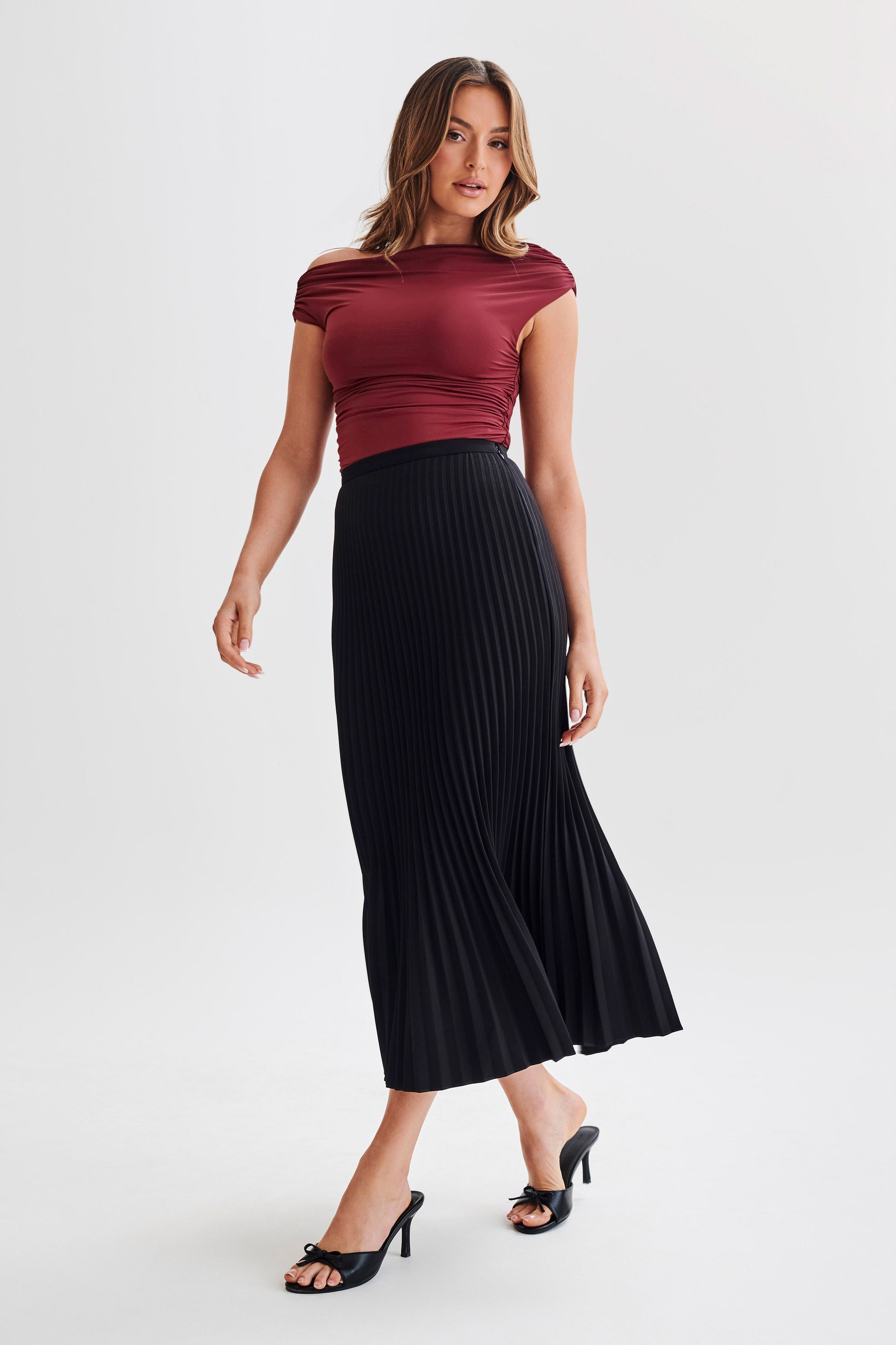 Alayna Recycled Nylon Ruched Top - Wine #6