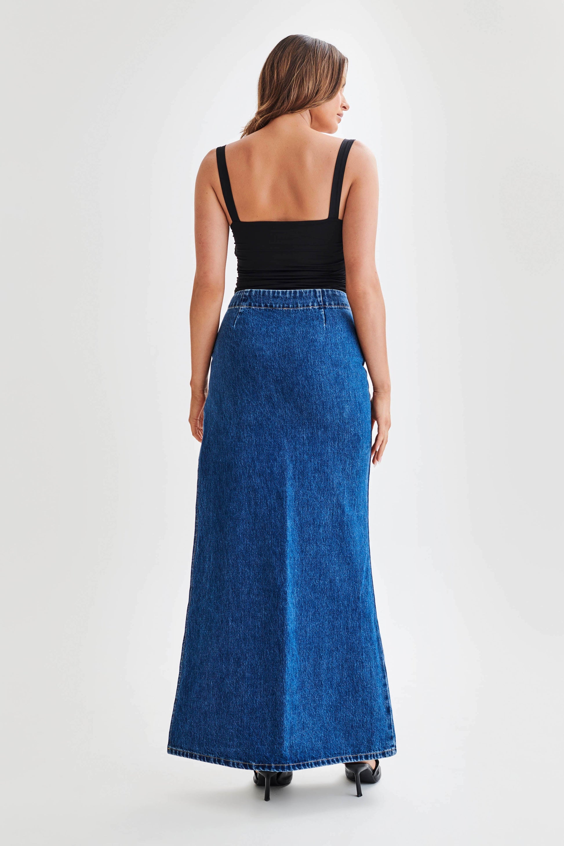 Hailey Slinky Long Line Sweetheart Top - Black #5