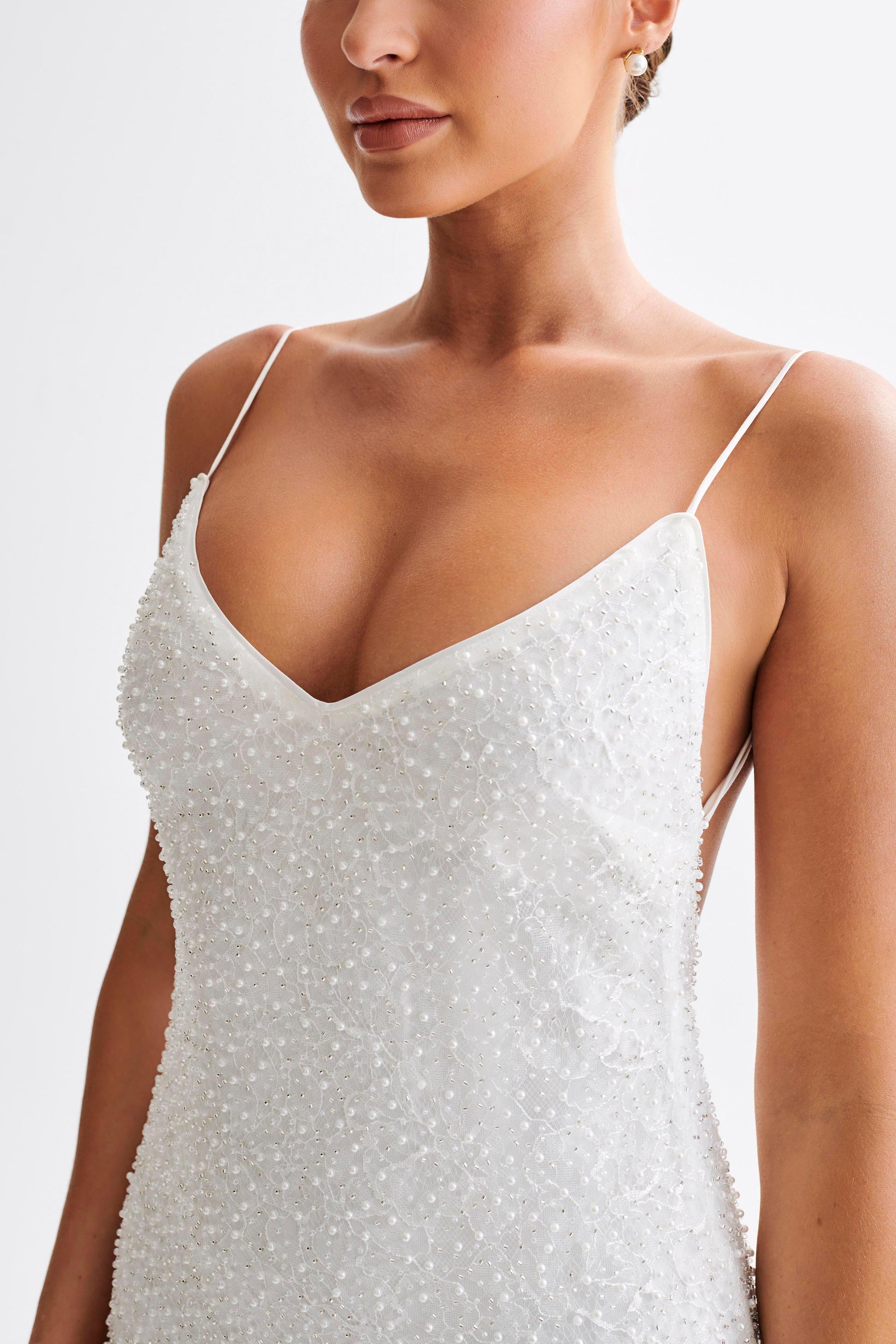 Catalina Pearl Beaded Wedding Gown - White #9