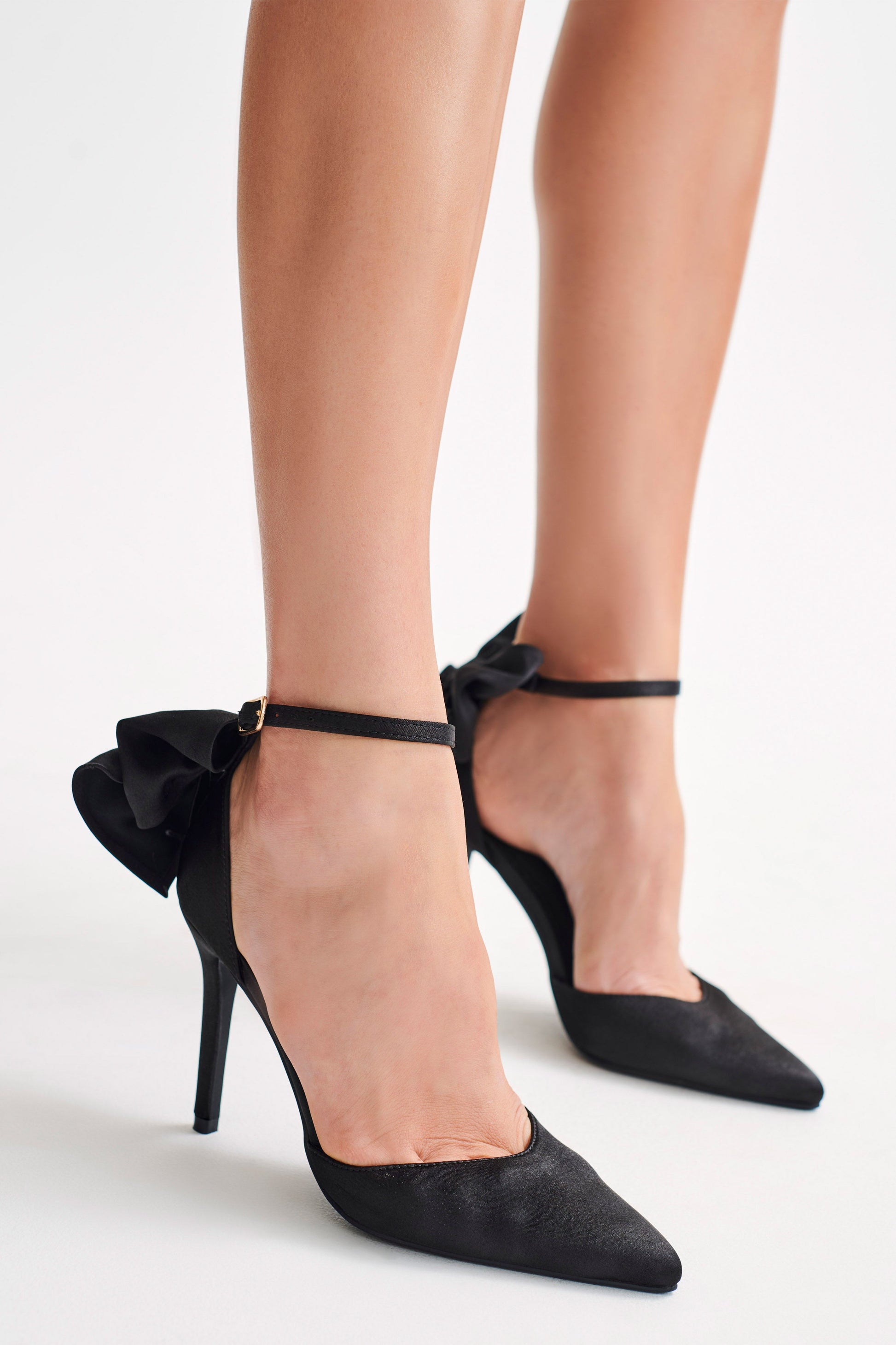 Charmed Satin Bow Heel - Black #2