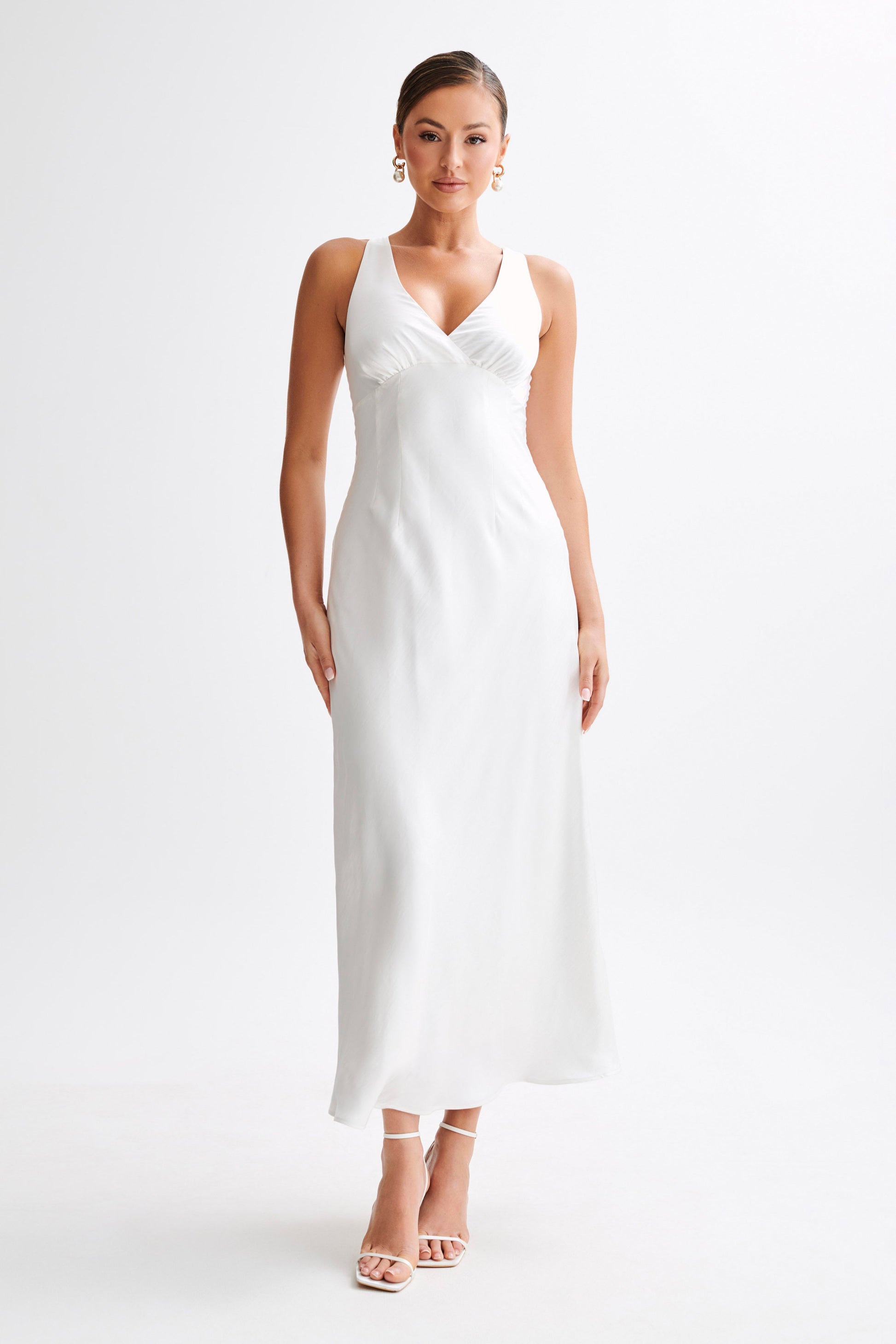 Meghan Satin Maxi Dress - Ivory #5
