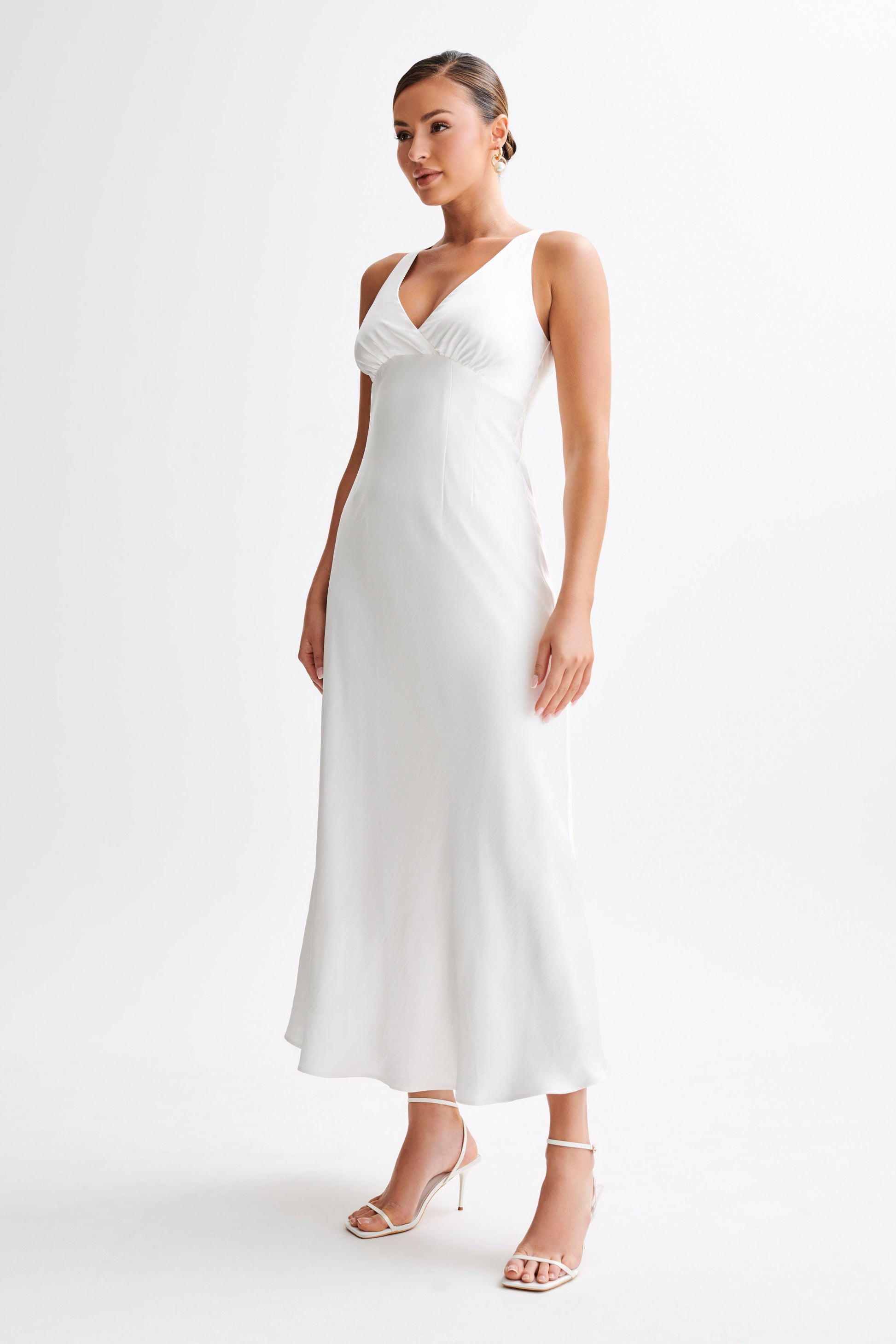 Meghan Satin Maxi Dress - Ivory #8