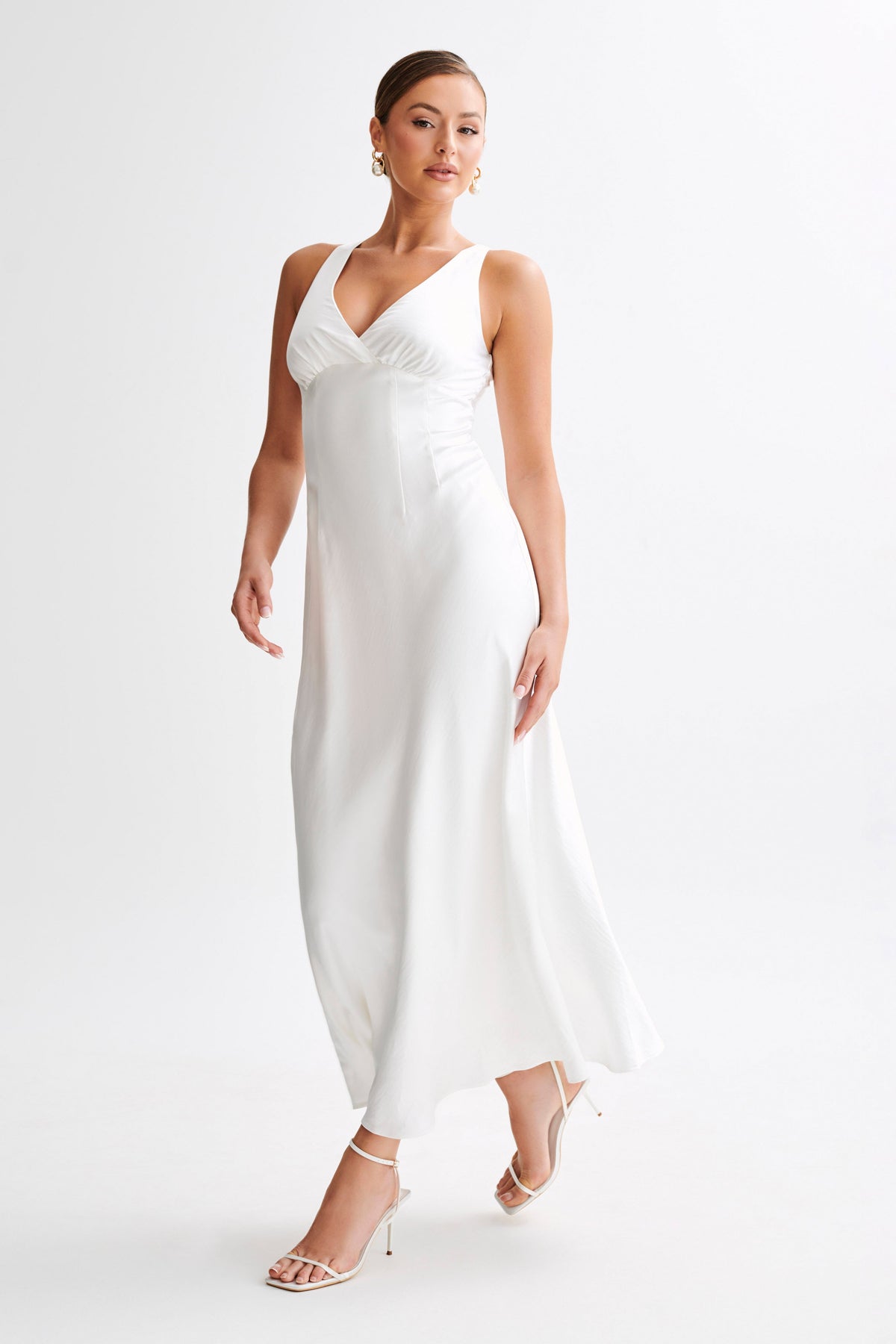 Meghan Satin Maxi Dress - Ivory #7