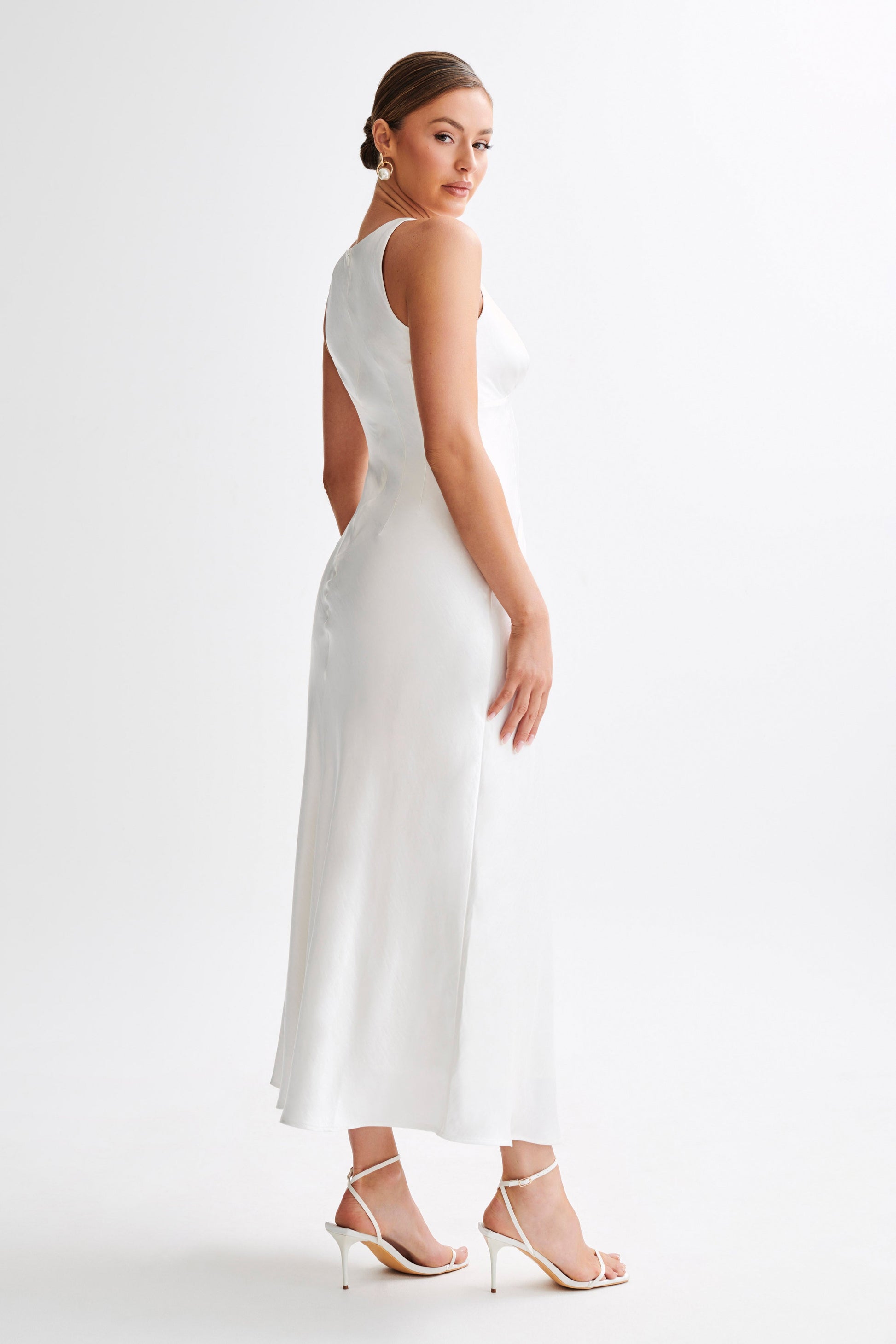 Meghan Satin Maxi Dress - Ivory #6