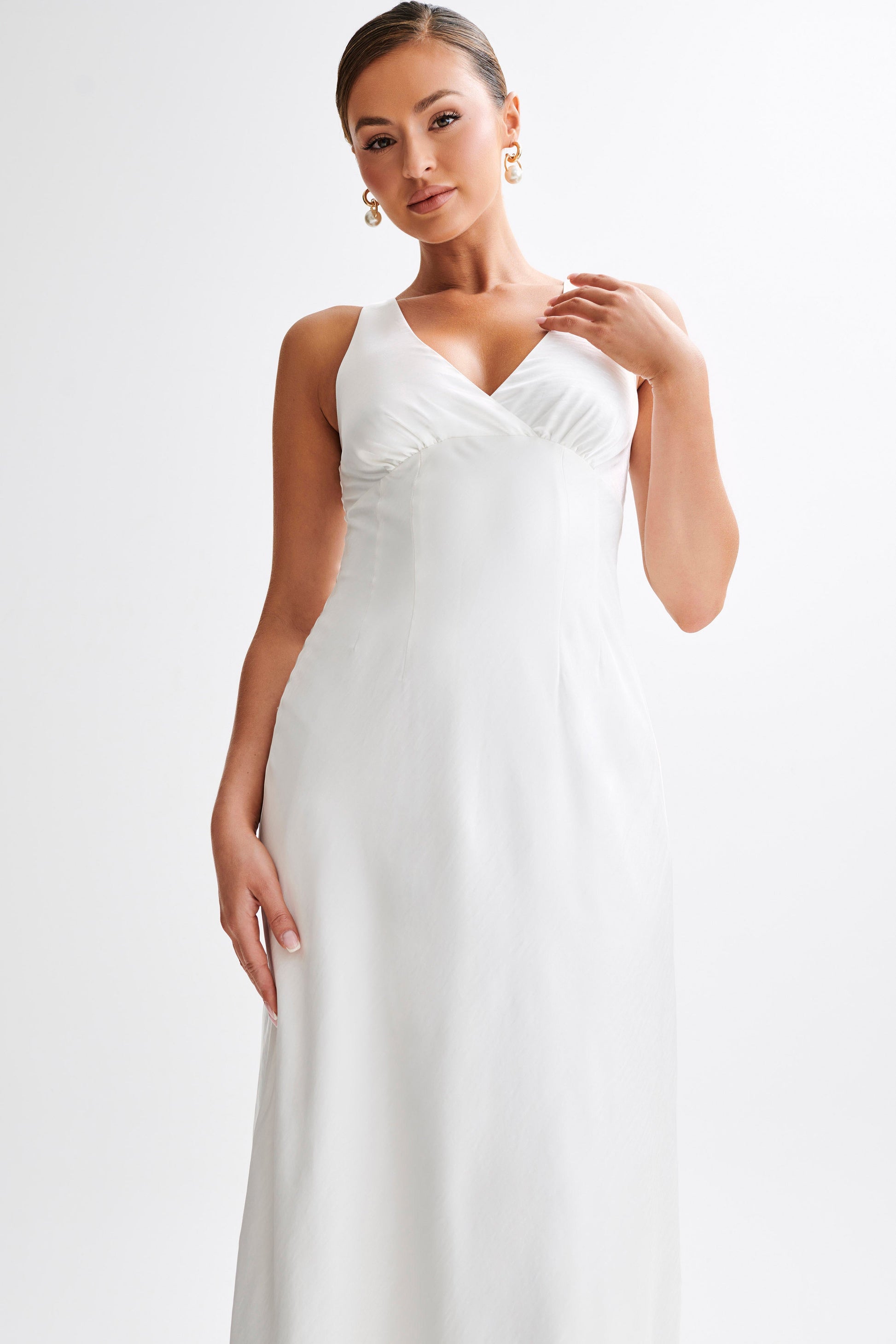 Meghan Satin Maxi Dress - Ivory #10