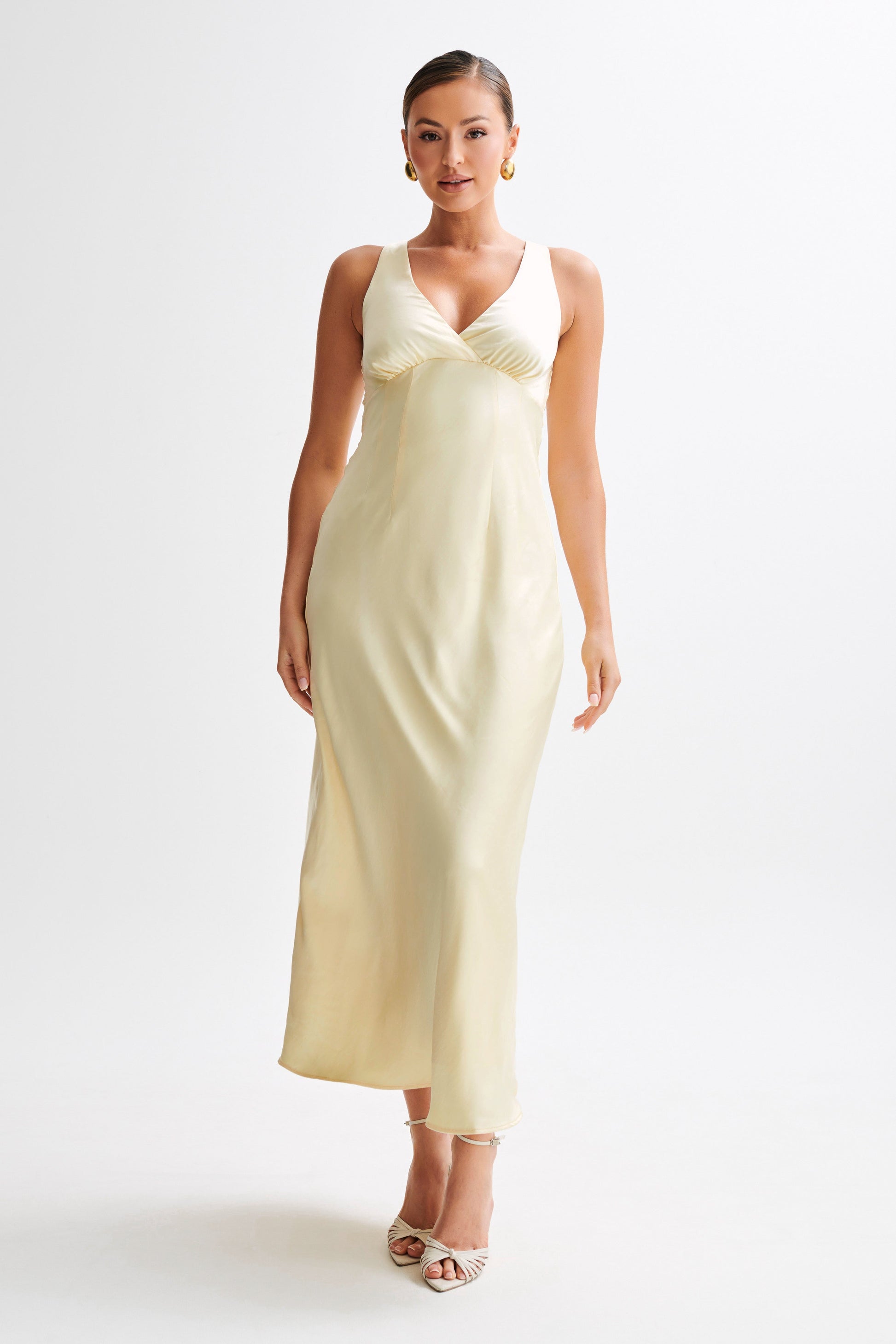 Meghan Satin Maxi Dress - Lemon Sorbet #5