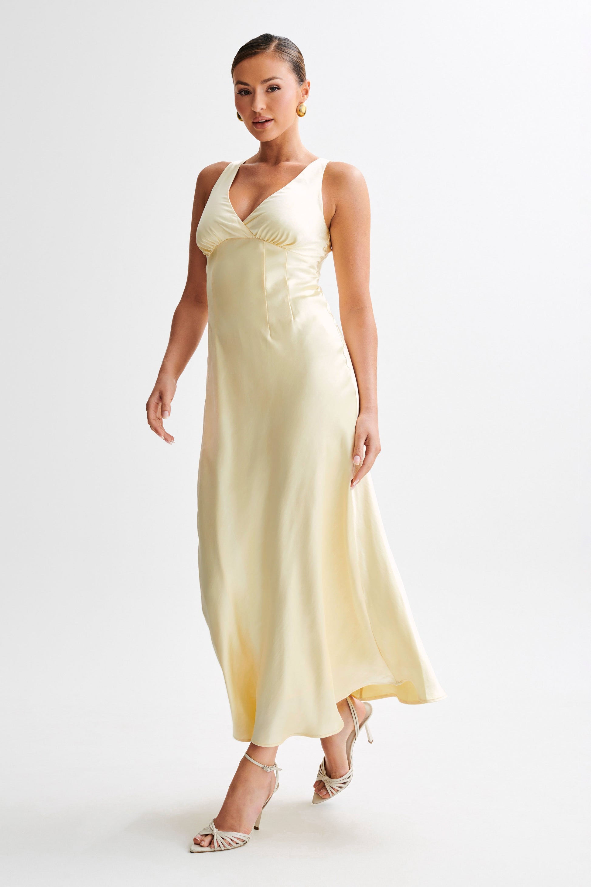 Meghan Satin Maxi Dress - Lemon Sorbet #6
