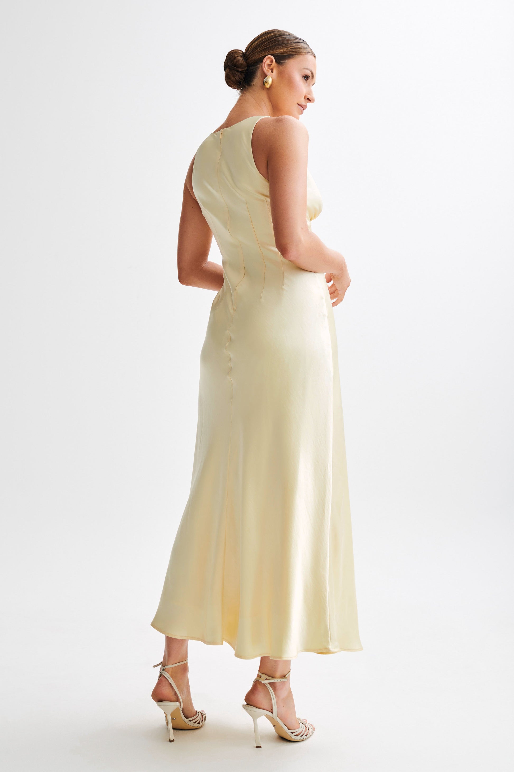 Meghan Satin Maxi Dress - Lemon Sorbet #3