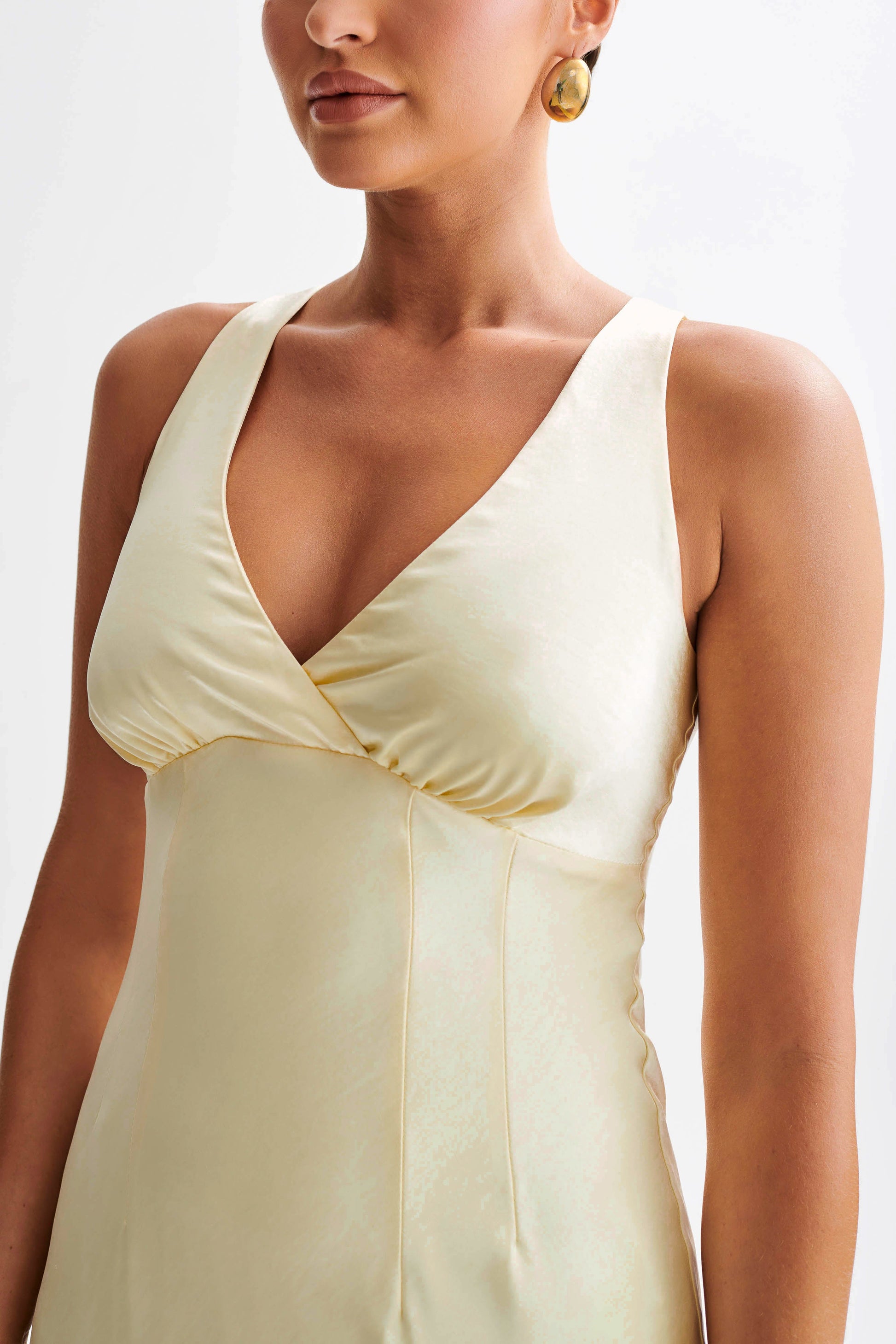 Meghan Satin Maxi Dress - Lemon Sorbet #4