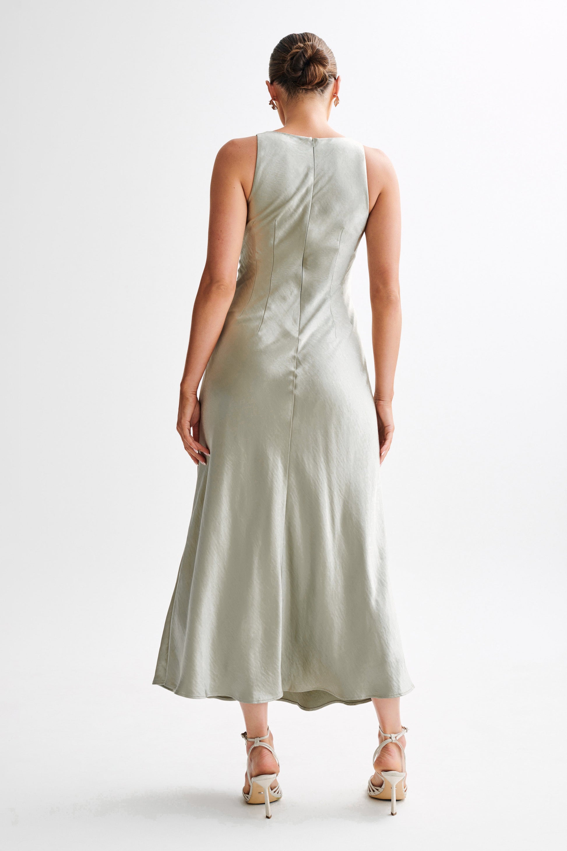Meghan Satin Maxi Dress - Sage #3
