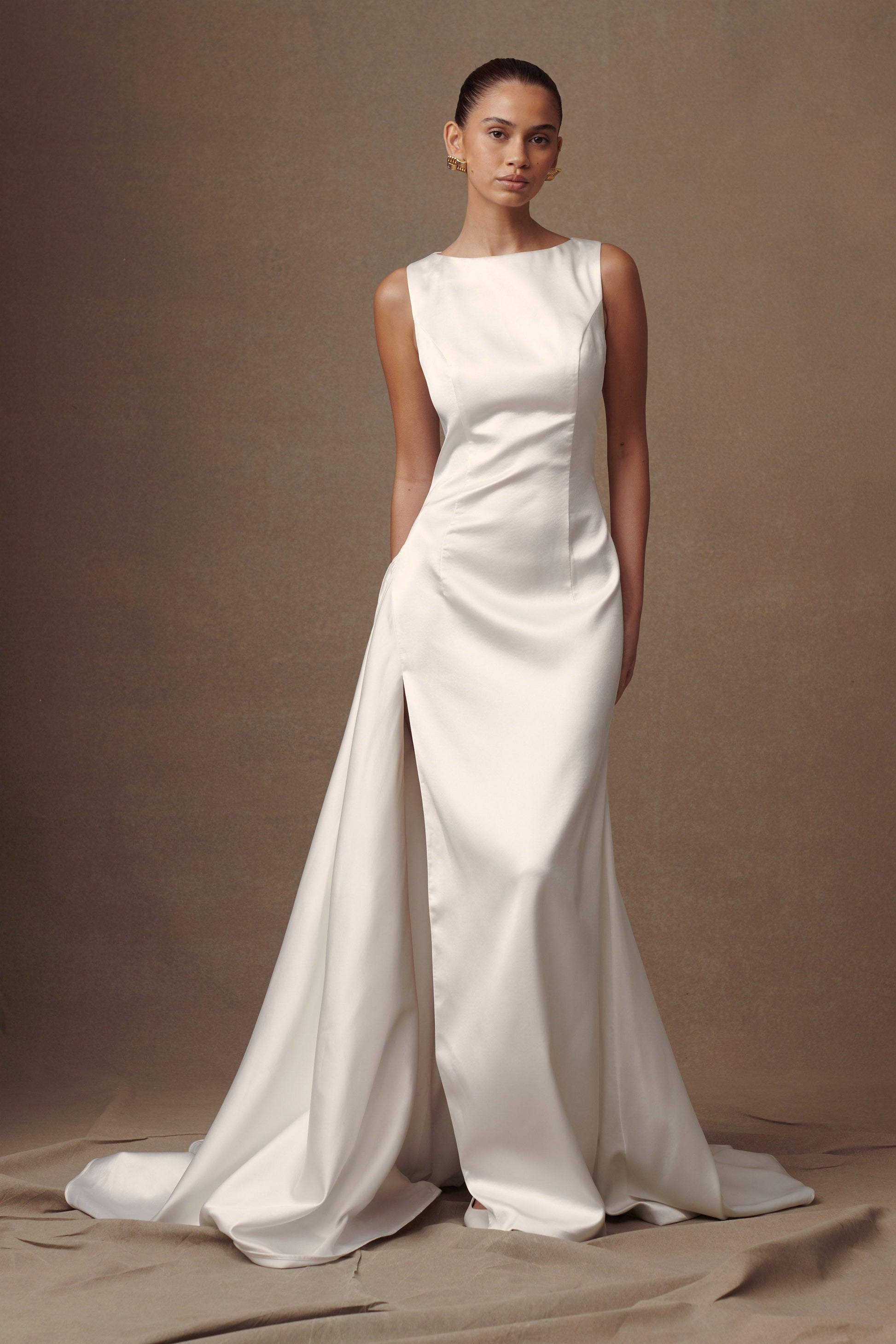 Fontanne Satin Wedding Gown - White #5