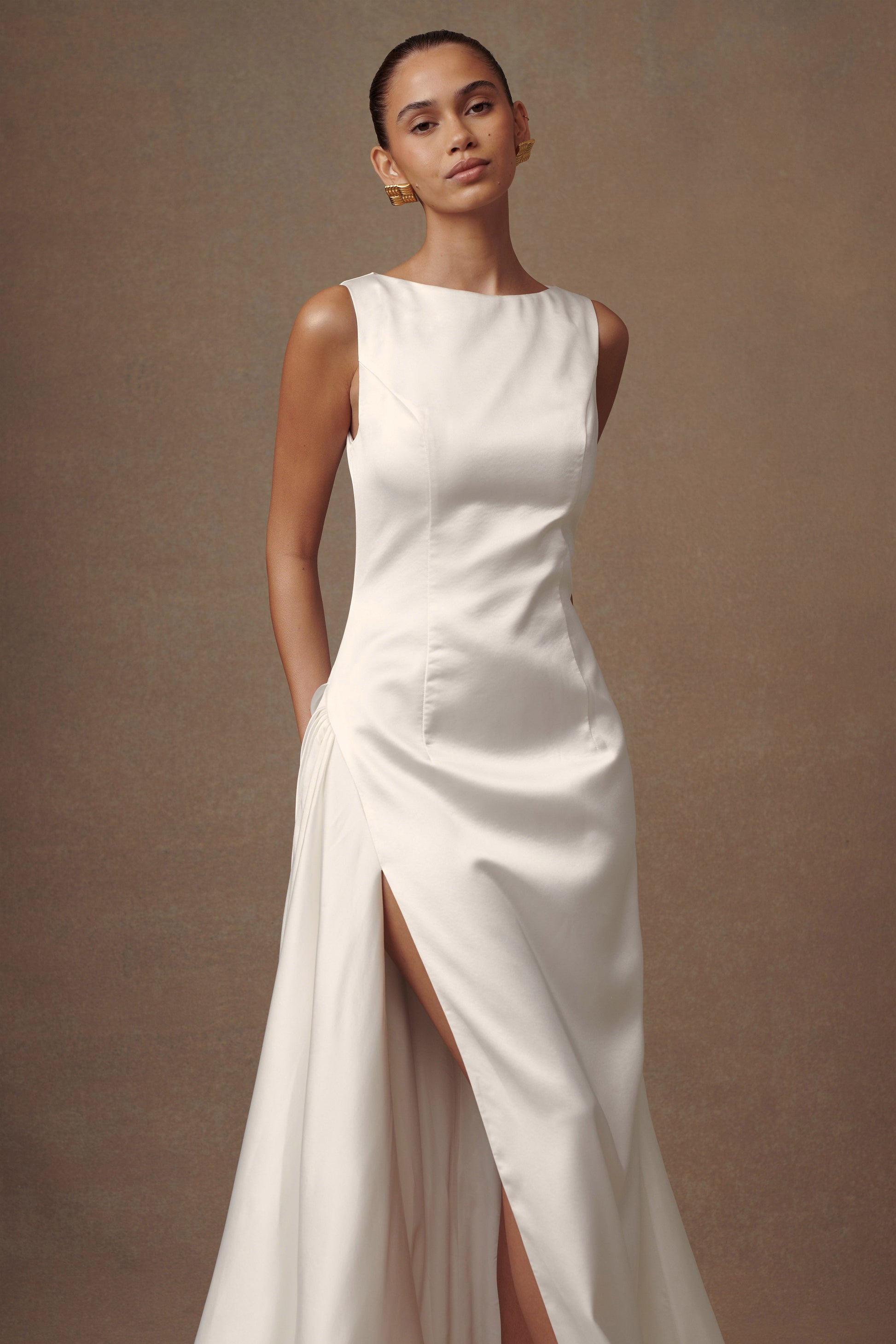 Fontanne Satin Wedding Gown - White #6