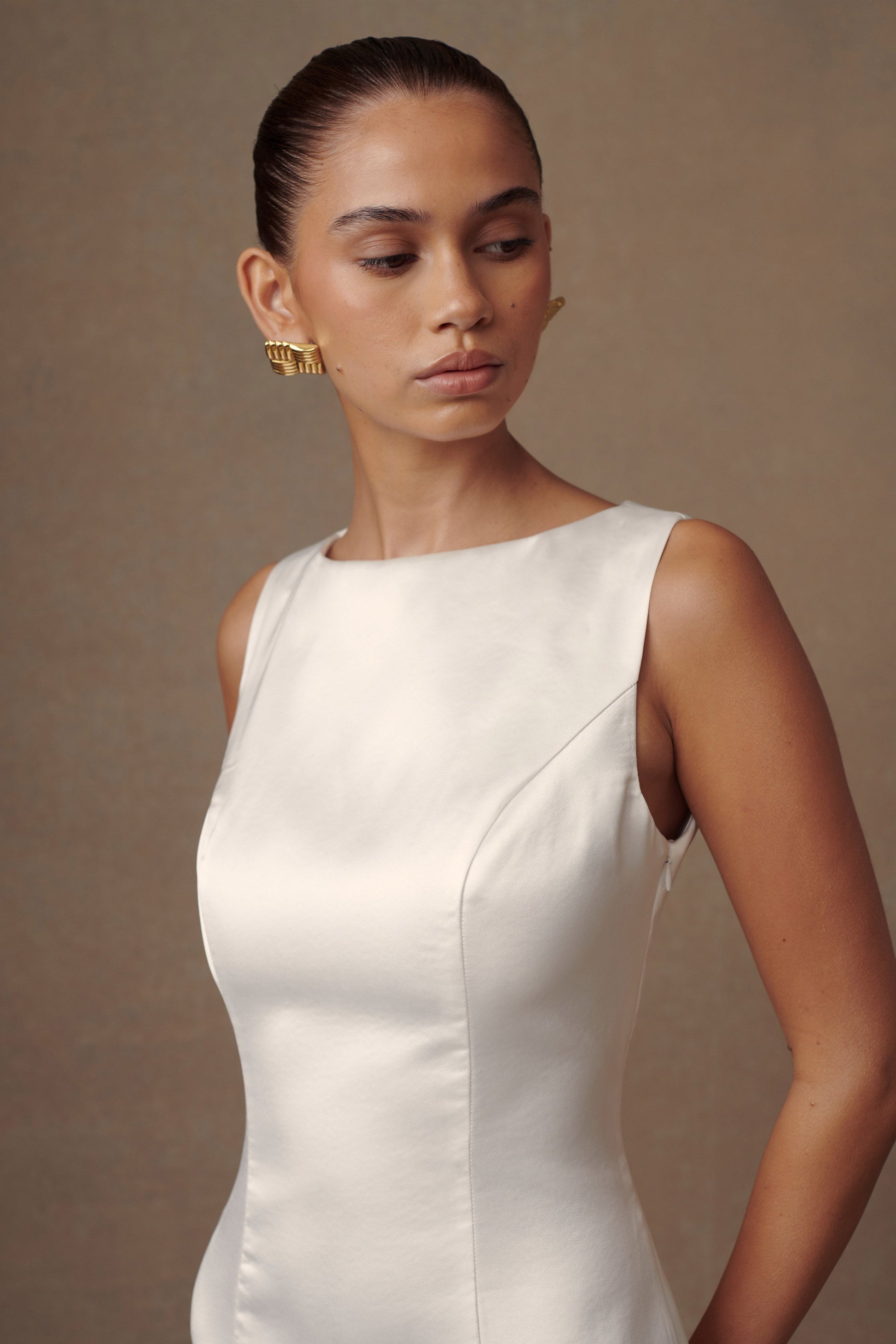 Fontanne Satin Wedding Gown - White #8