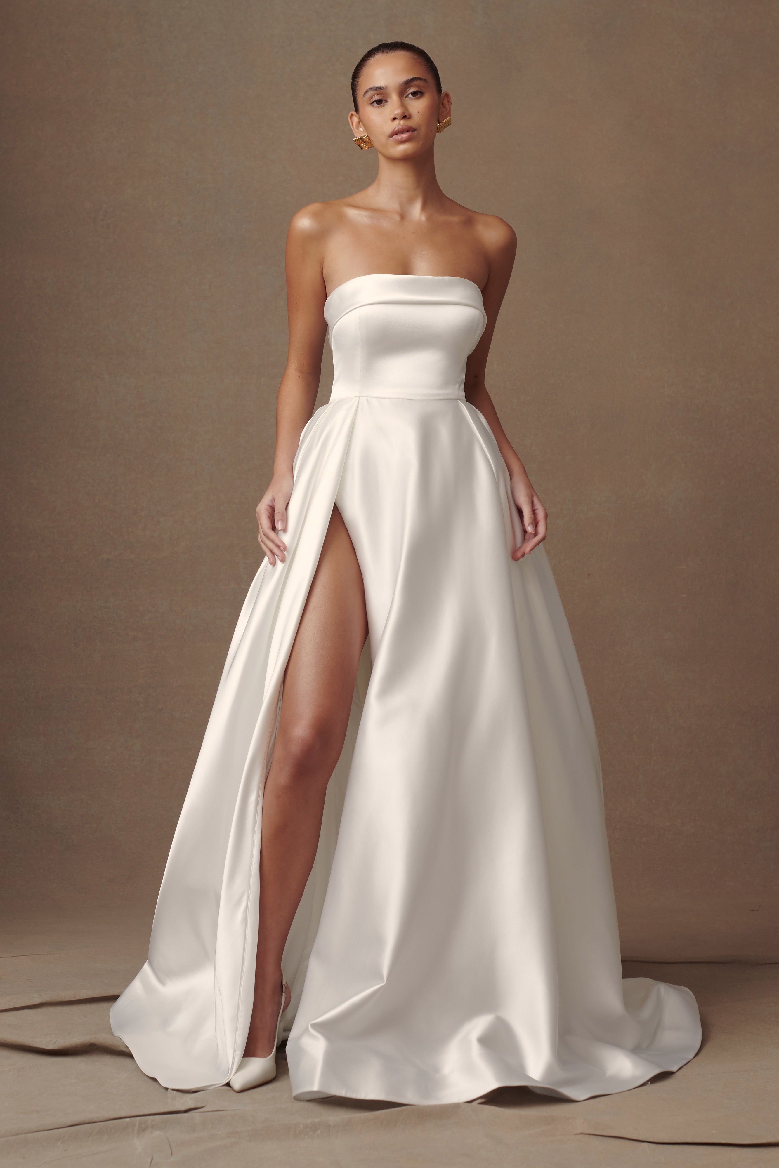 Eileen Strapless Wedding Gown White MESHKI UK