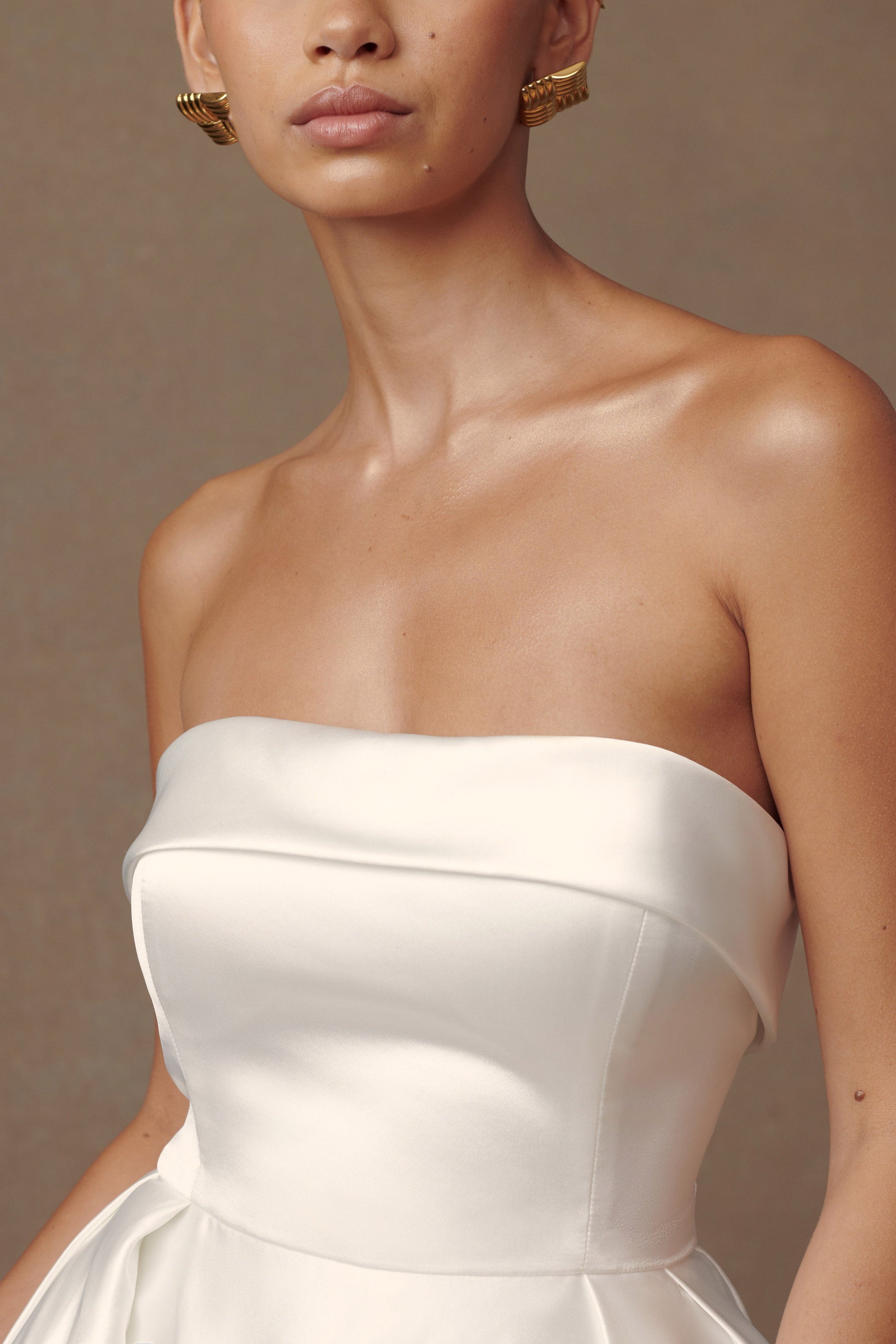 Eileen Strapless Wedding Gown - White #9