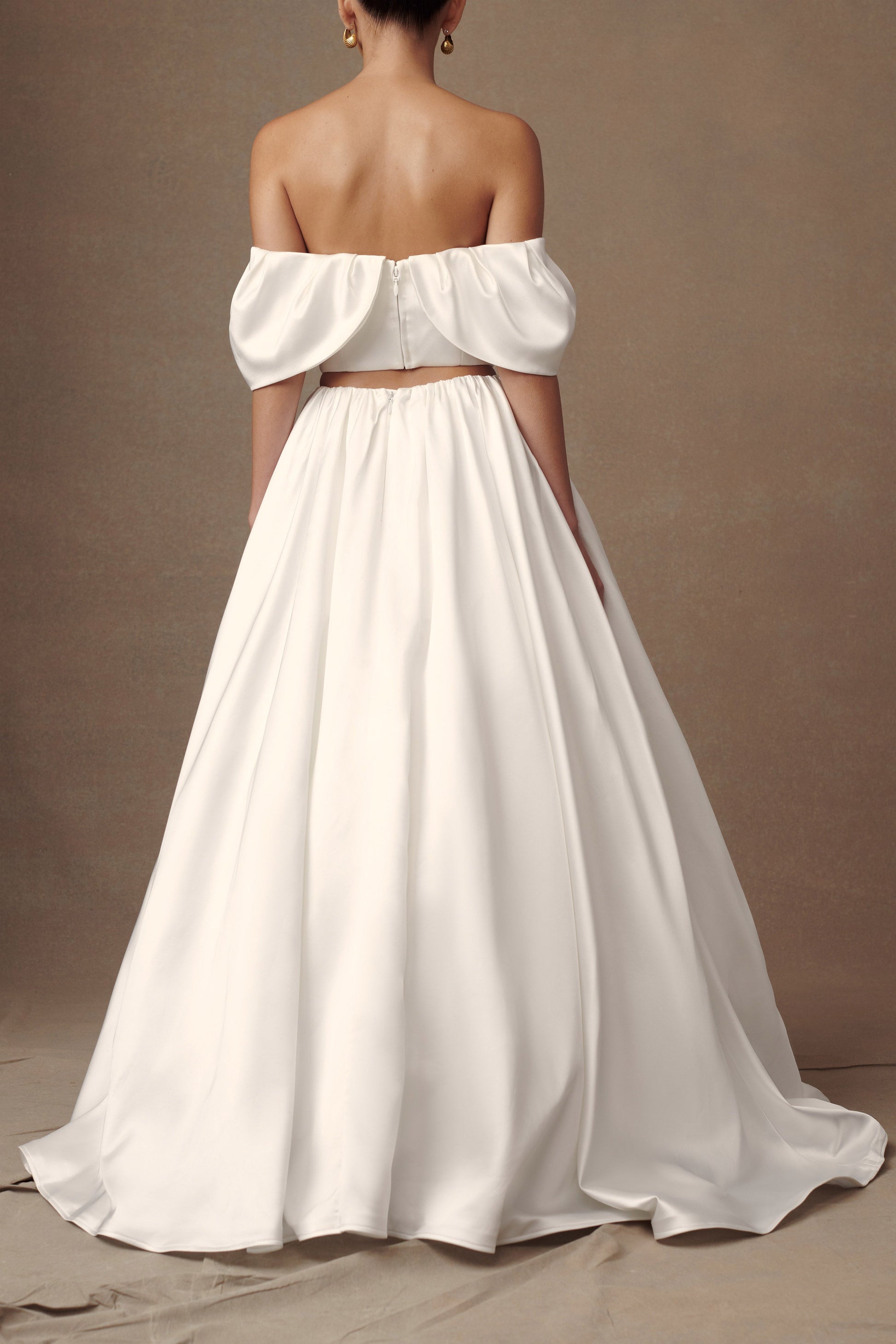 Portia Off Shoulder Satin Corset Top - White #3