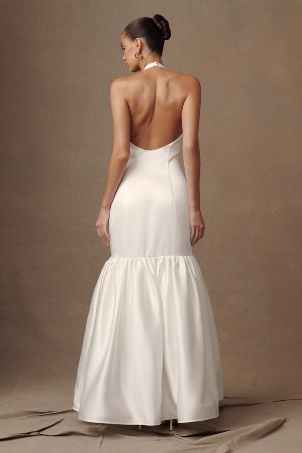 Danica Satin Halter Wedding Gown White MESHKI UK