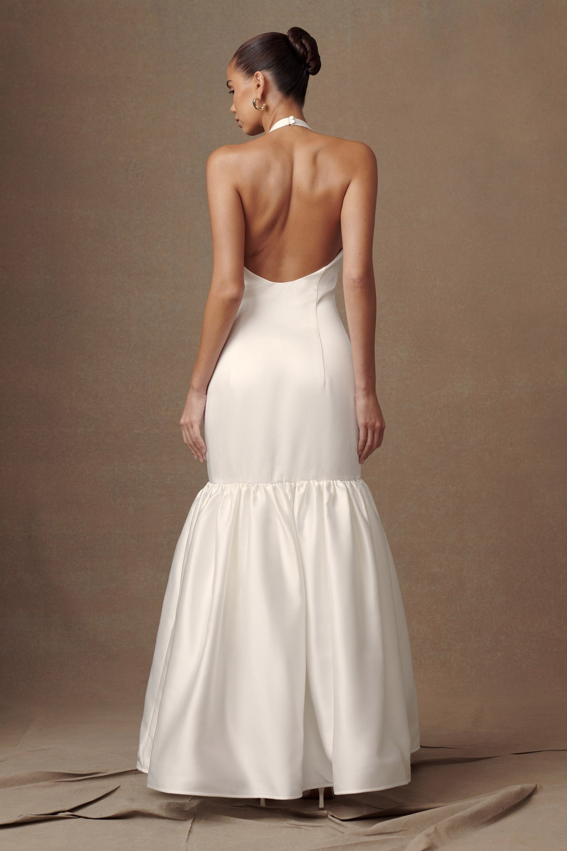Danica Satin Halter Wedding Gown - White #2