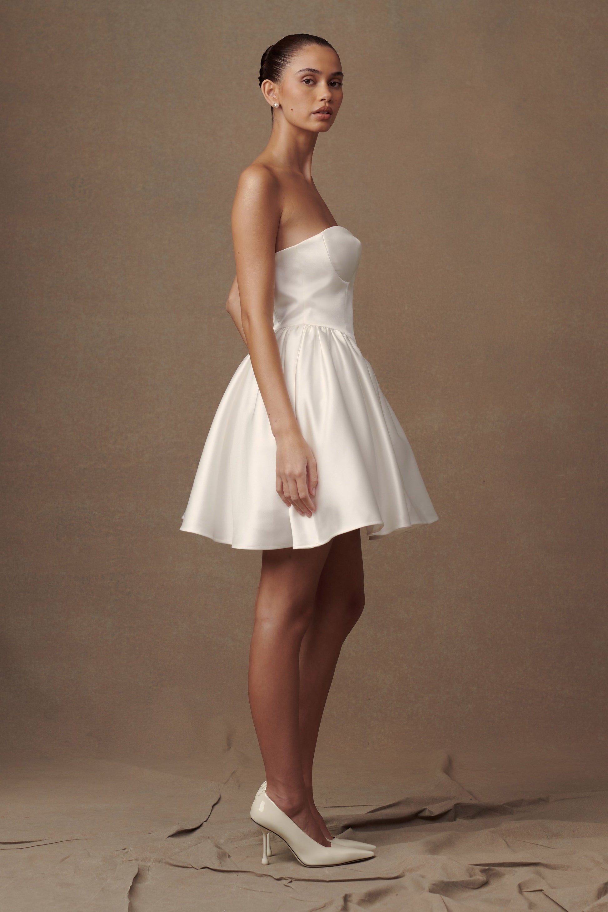 Hollie Structured Corset Mini Dress - White #8