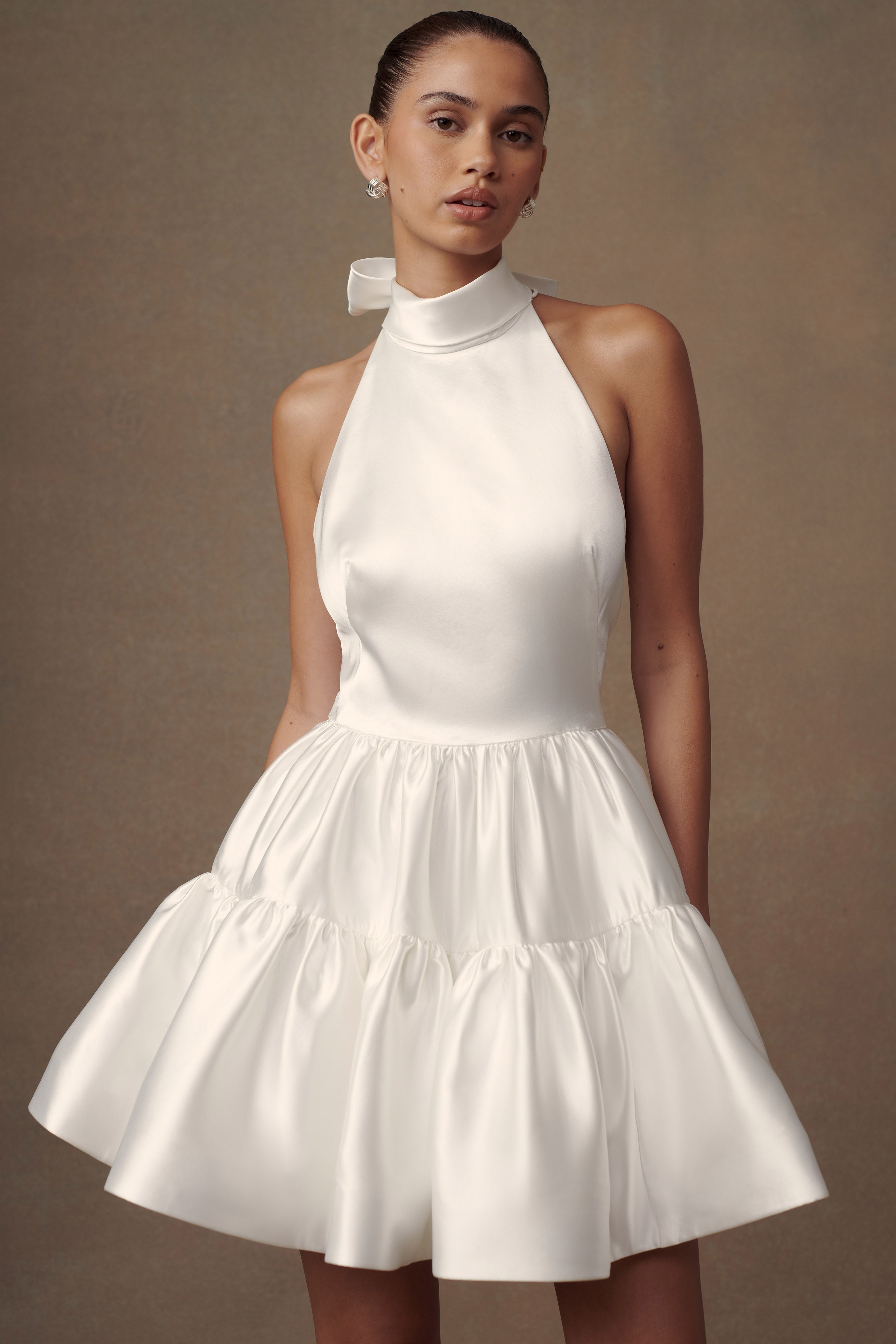 Dorota Satin Halter Mini Dress