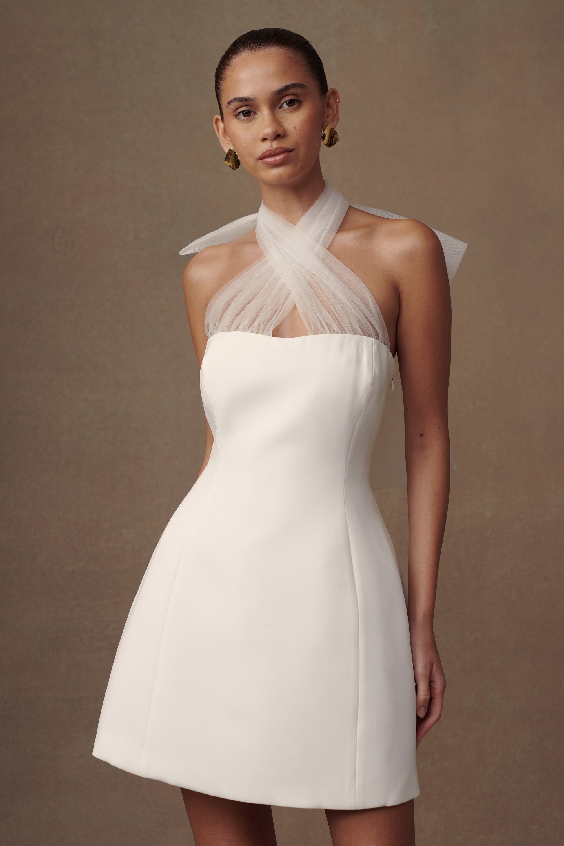 Maryam Tulle Bow Mini Dress - White #4