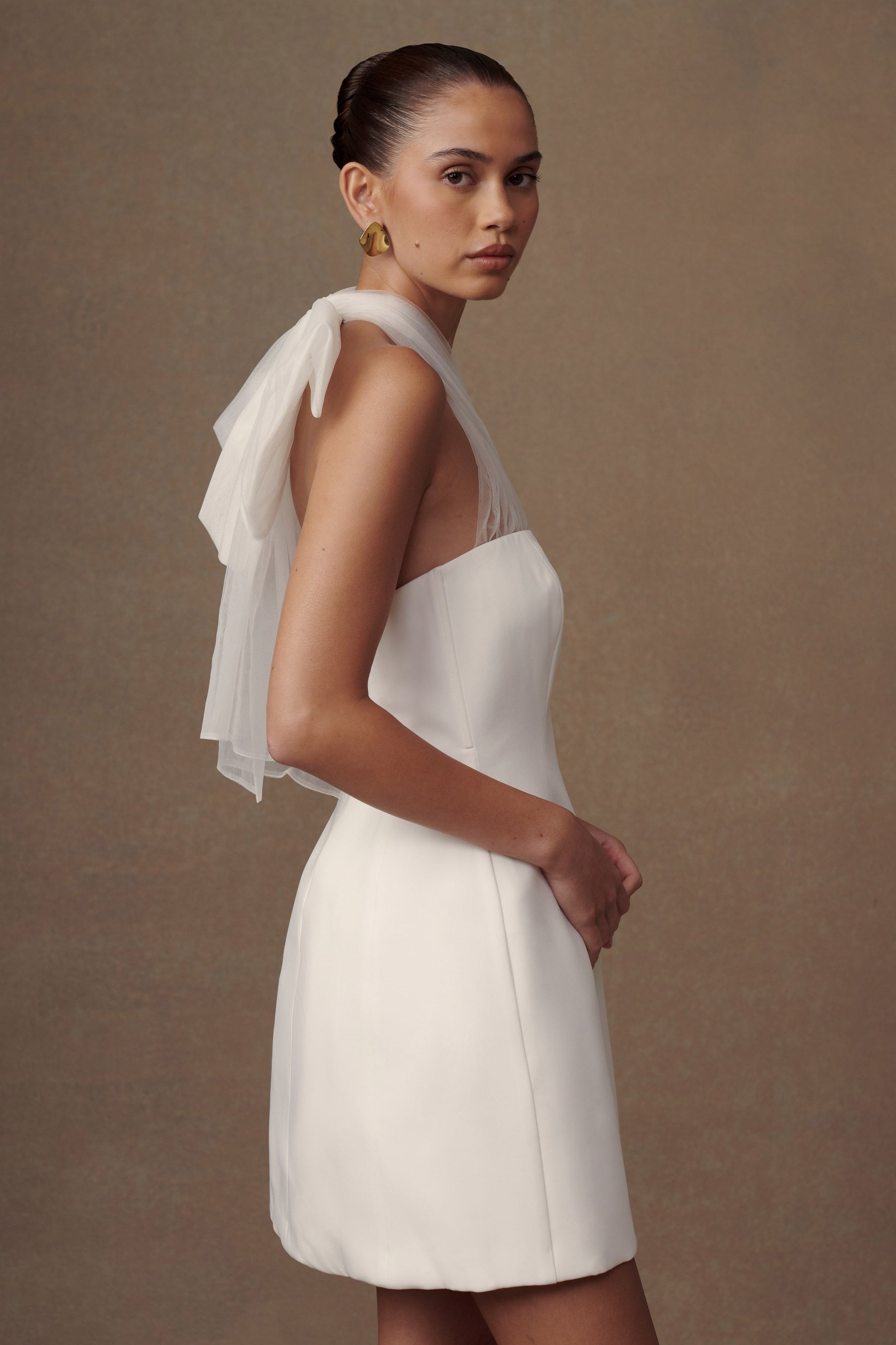 Maryam Tulle Bow Mini Dress - White #11