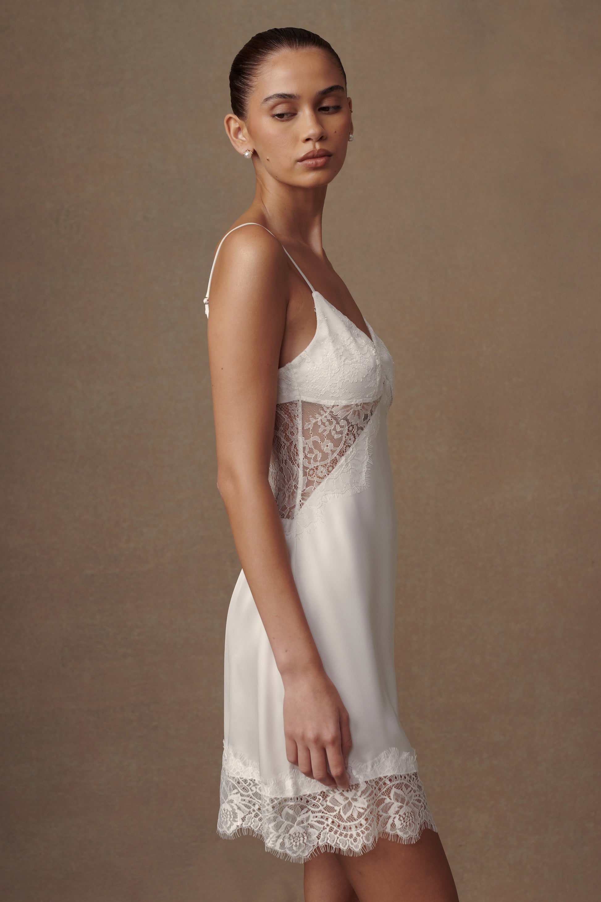 Emmett Lace Slip Dress - White #4