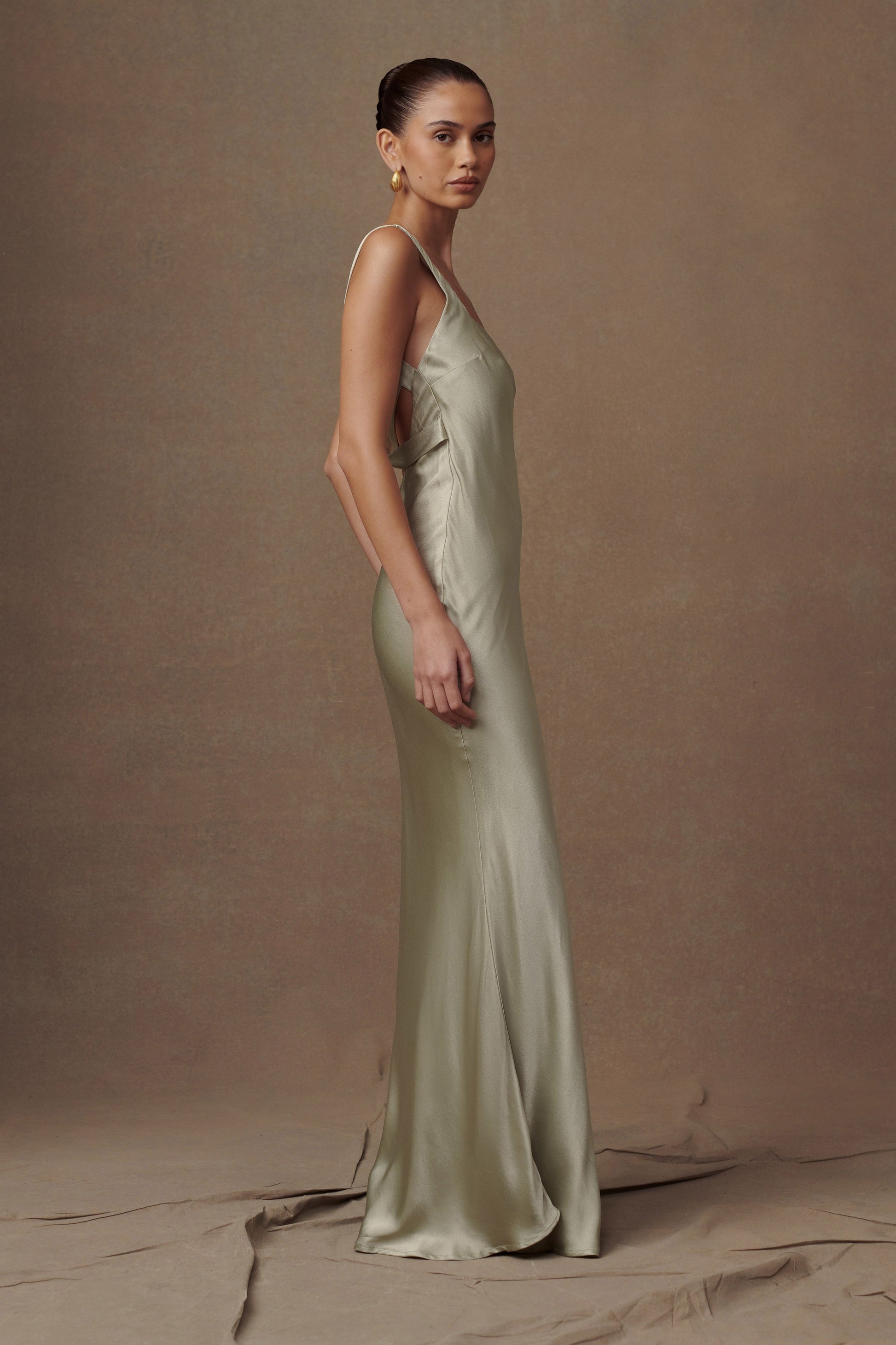 Ensley Satin Maxi Dress - Sage #3