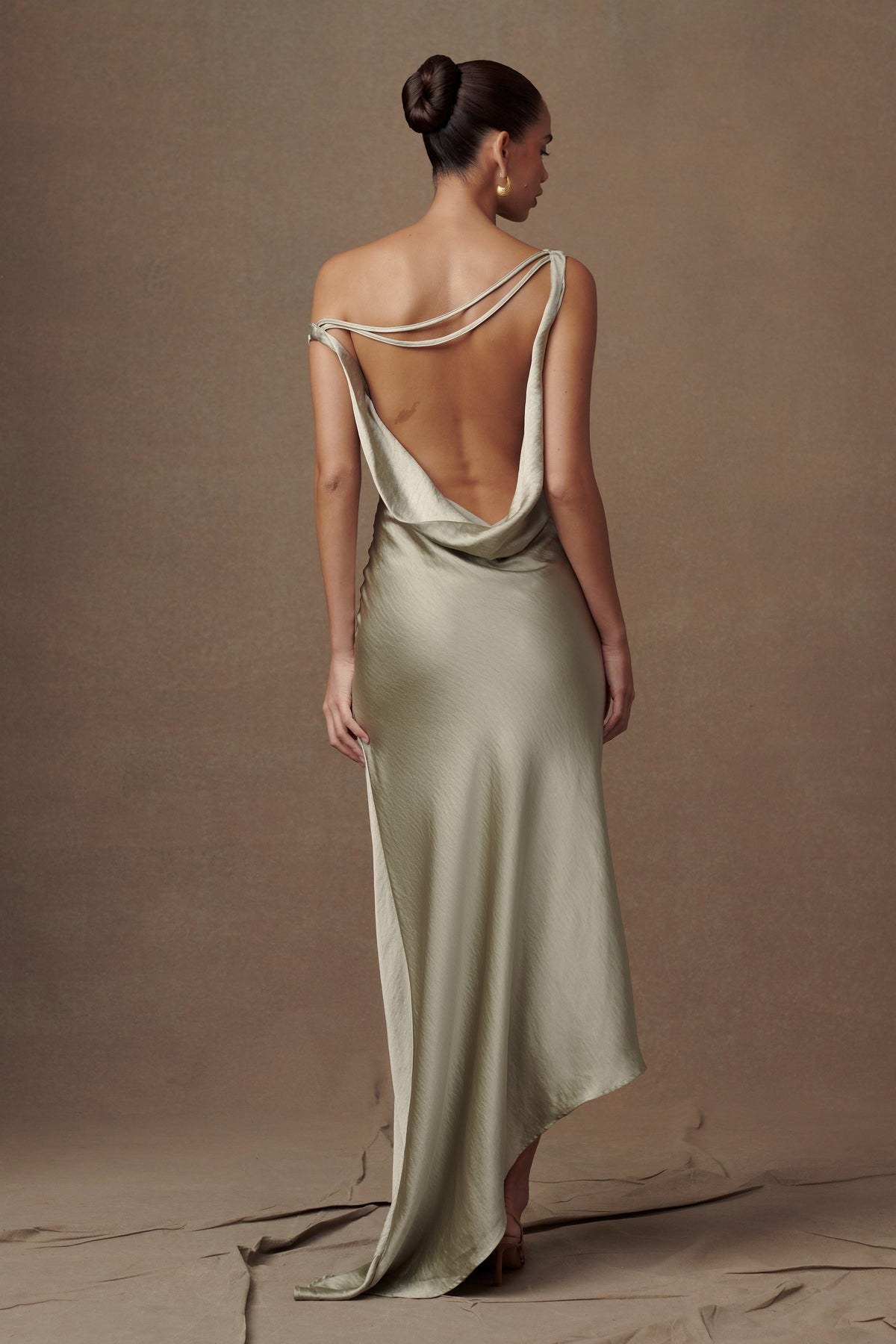 Yvette Slip Maxi Dress With Asymmetrical Hem - Sage #9