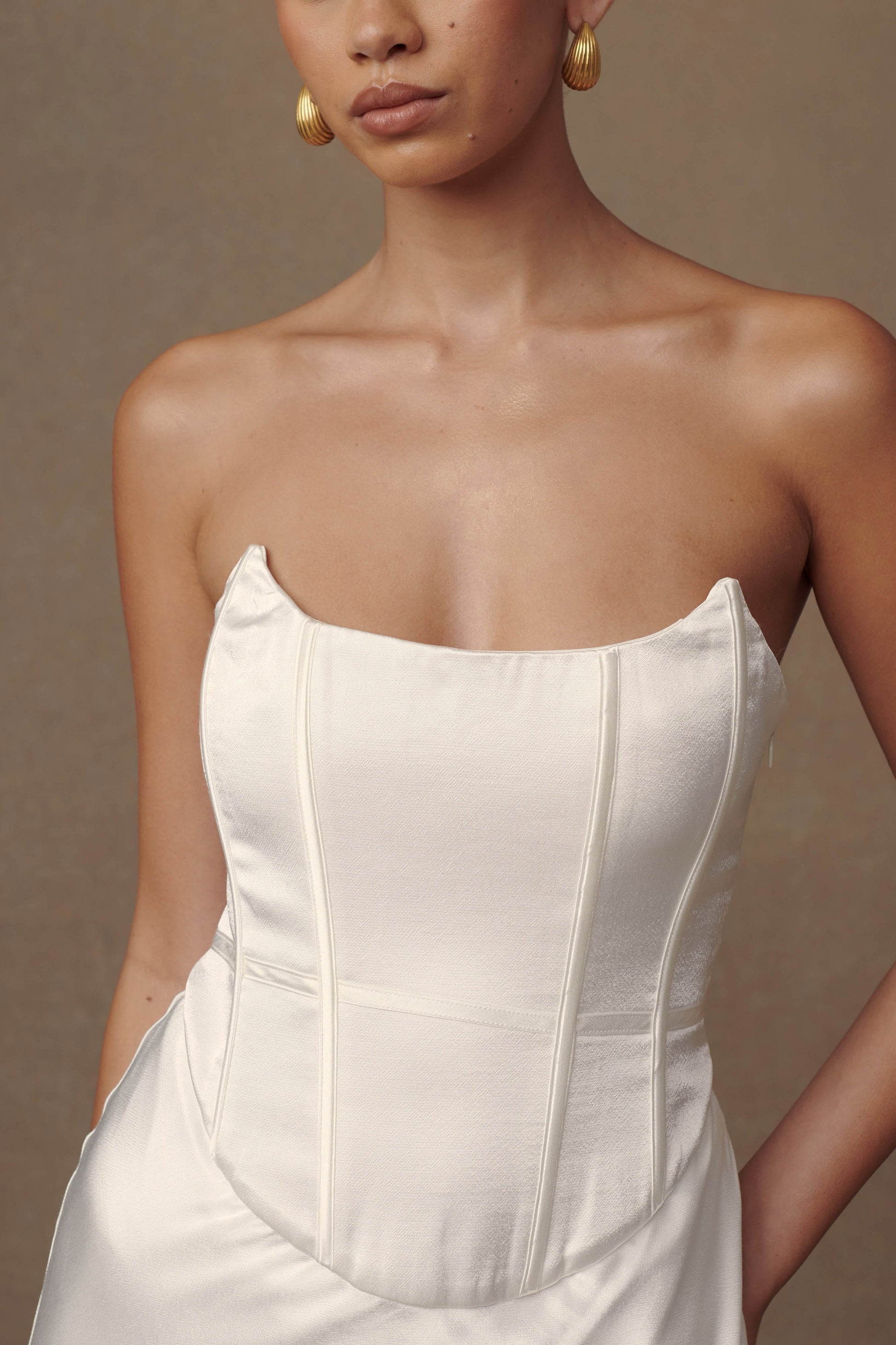 Harlow Satin Strapless Maxi Dress - Ivory #2