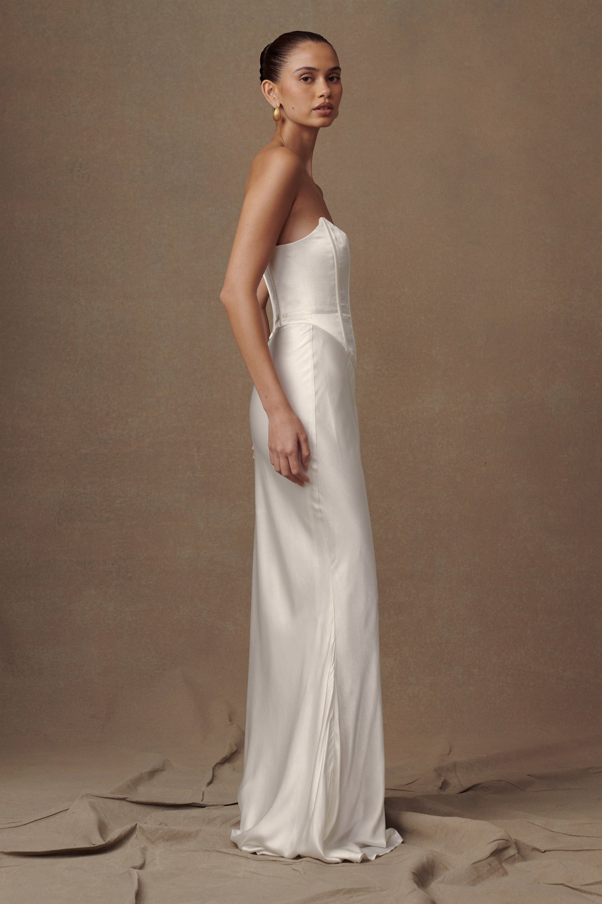 Harlow Satin Strapless Maxi Dress - Ivory #4