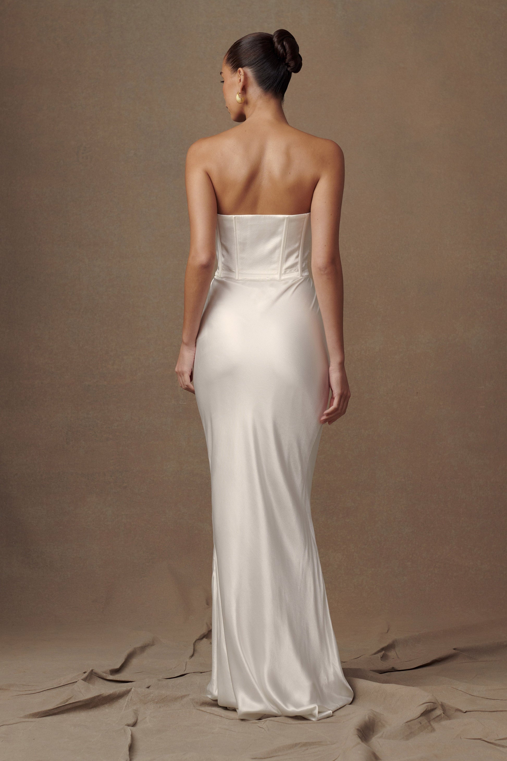 Harlow Satin Strapless Maxi Dress - Ivory #3