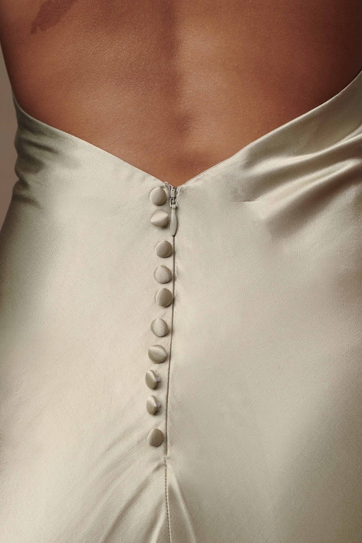 Esther Iridescent Satin Cowl Maxi Dress - Sage #7